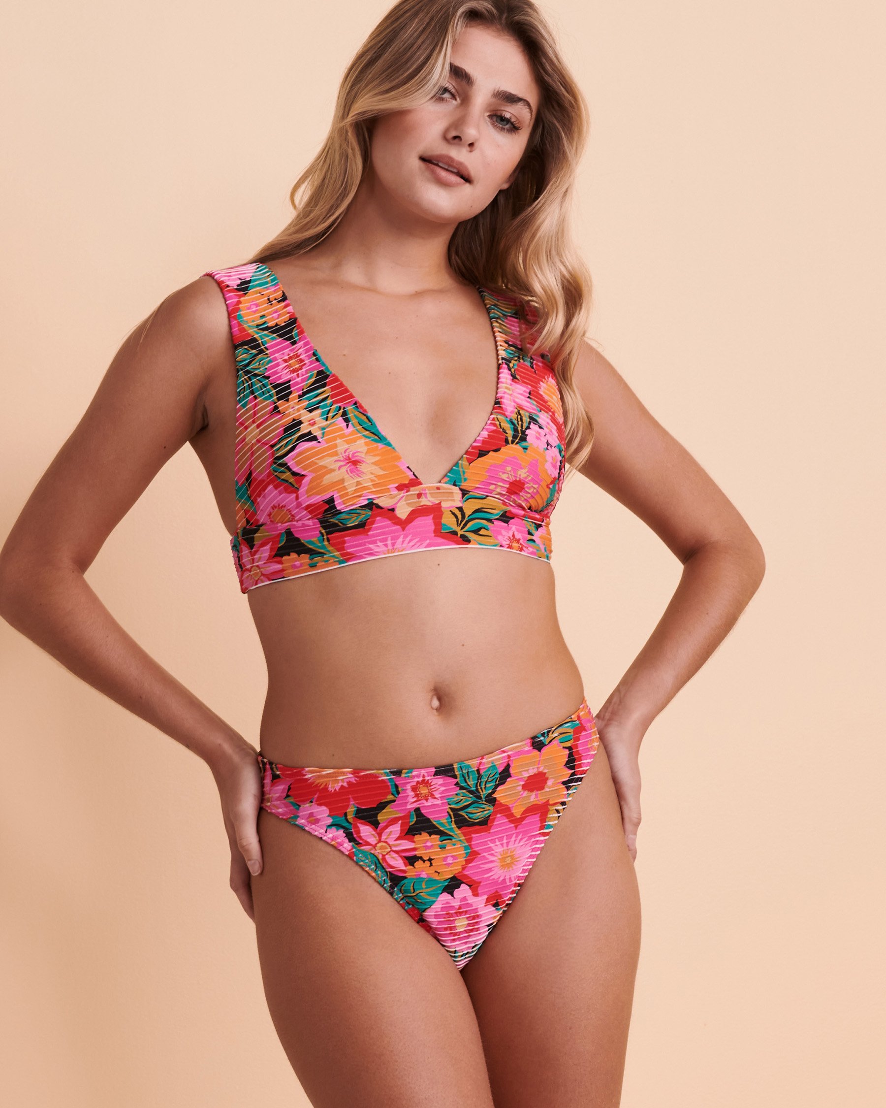 BILLABONG FEEL THE GROOVE High Leg Bikini Bottom Dahlia flowers ABJX400387 - View4