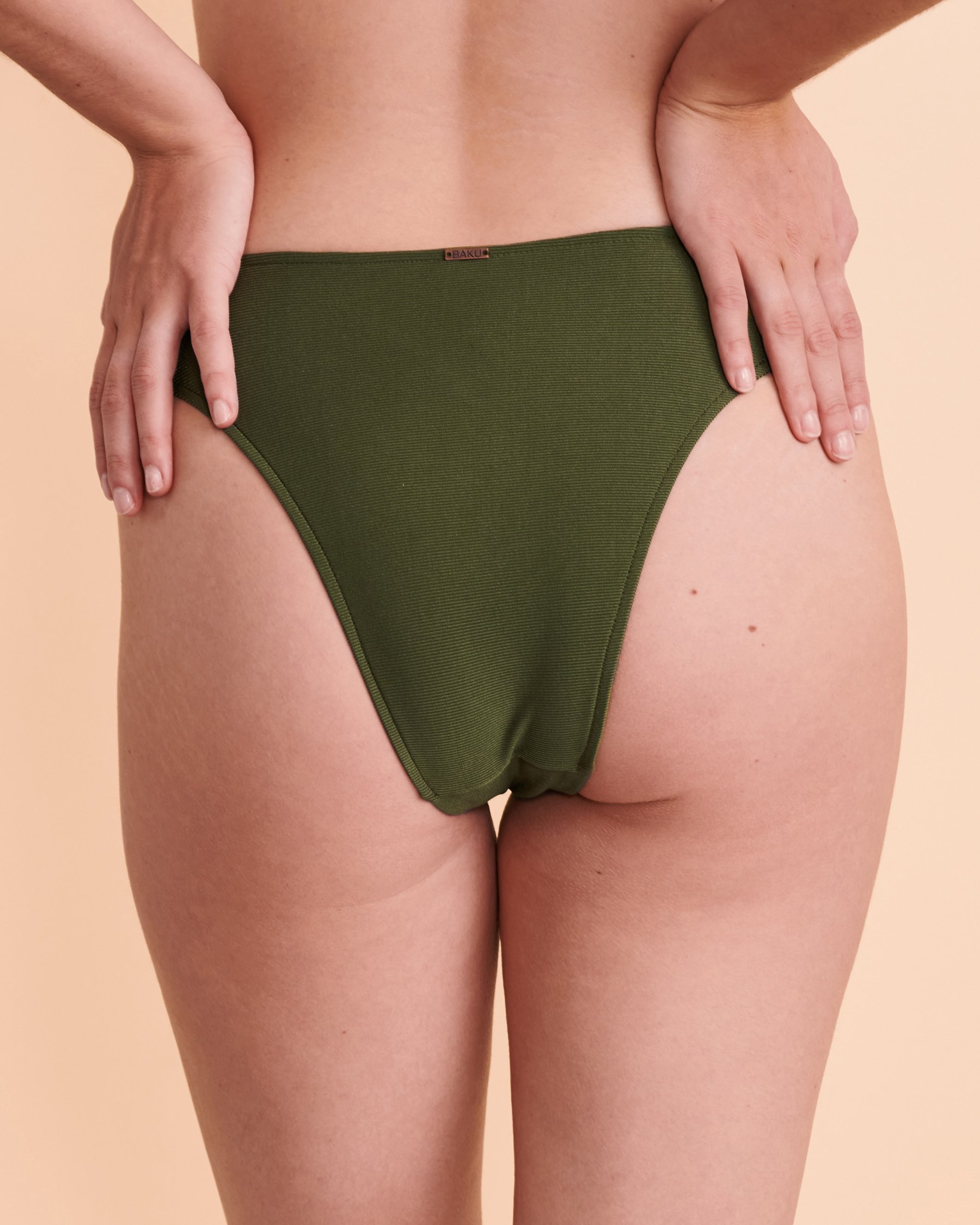 BAKU GLIMMER High Waist Bikini Bottom Khaki PANT744GLM - View3