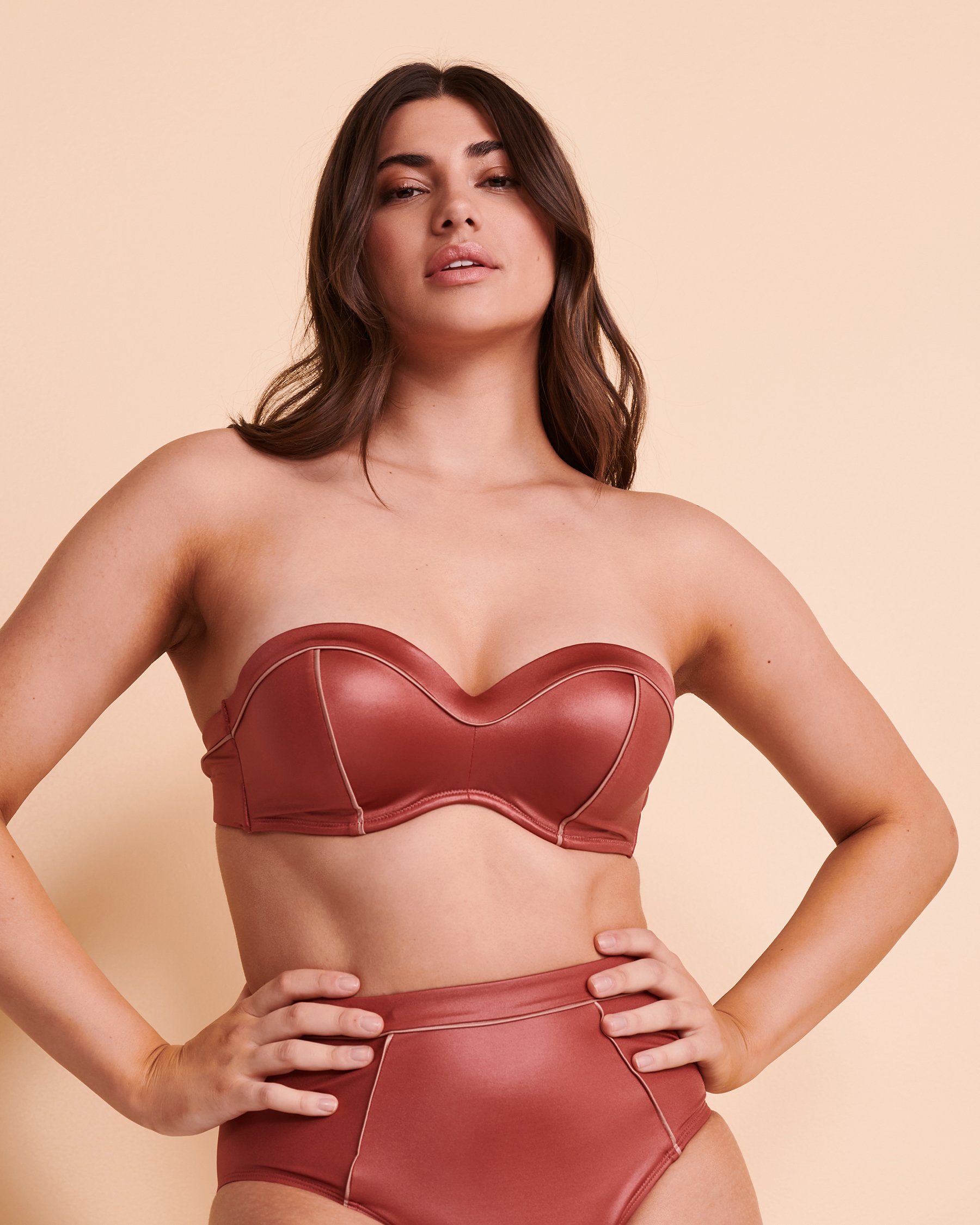 SANTEMARE Haut de bikini bandeau HAMPTONS Terre cuite 01100074 - View2