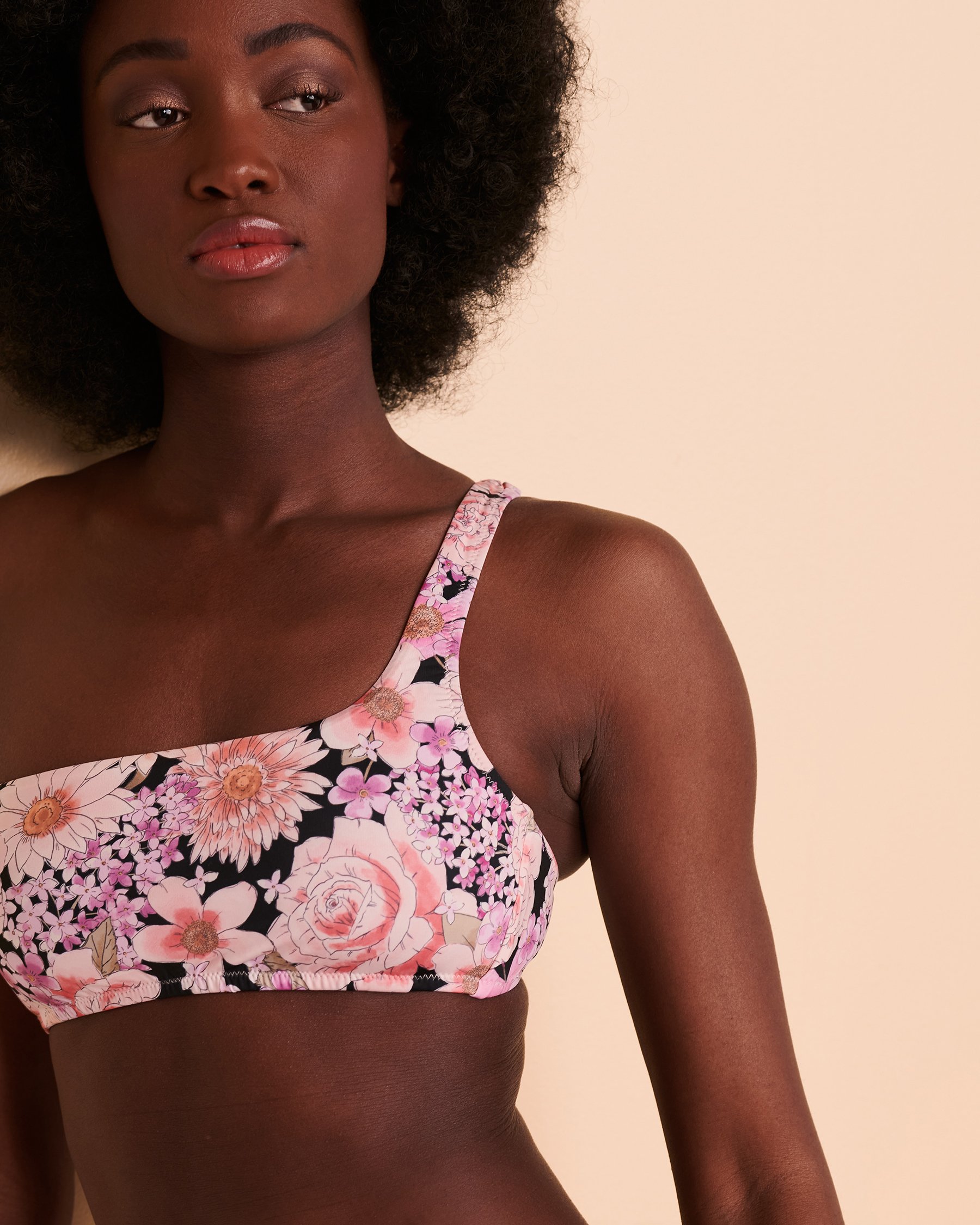 SANCTUARY PETAL PUSHER One Shoulder Bikini Top Floral SAPP22107H - View3