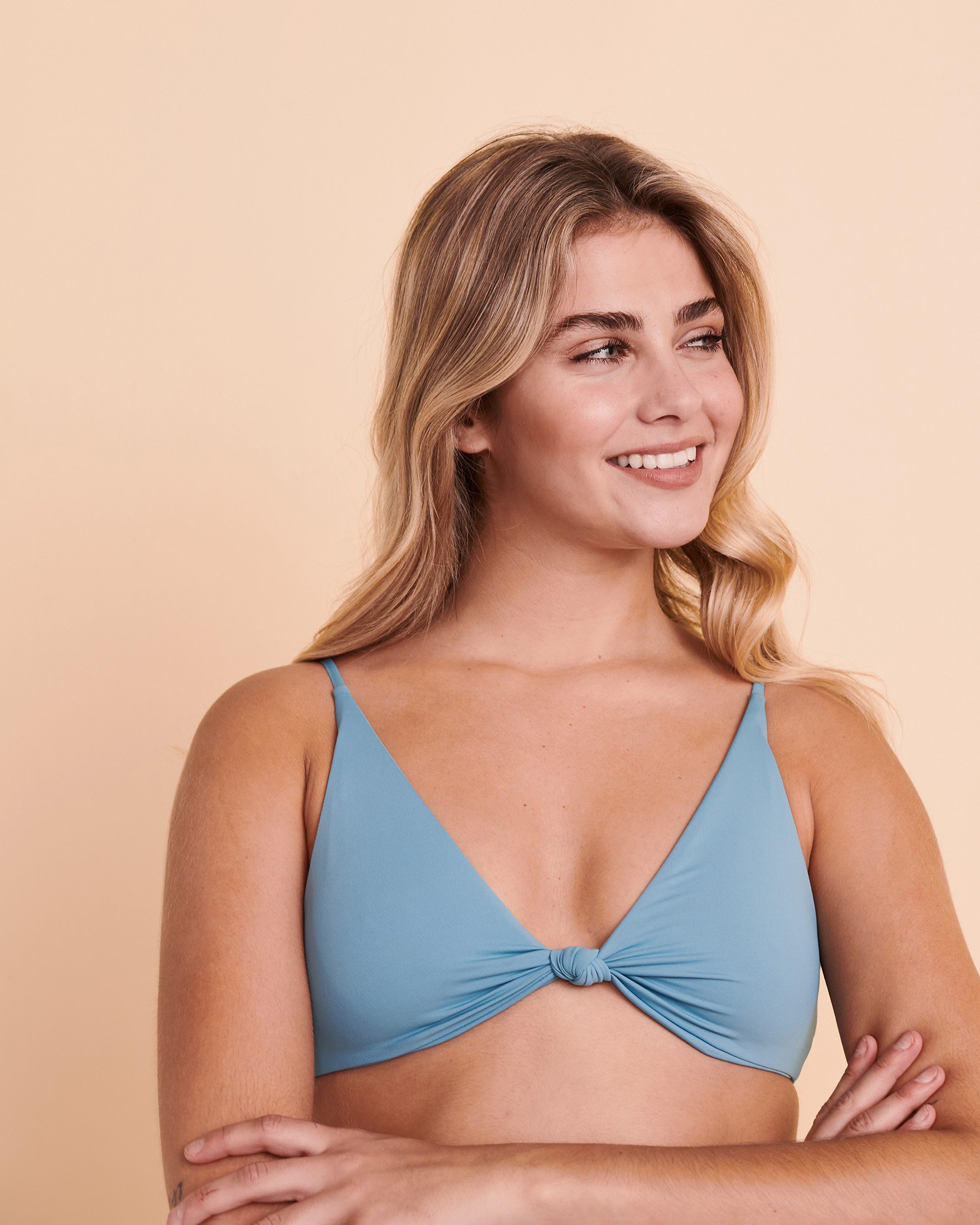 O'NEILL SALTWATER Prismo Knotted Triangle Bikini Top Neutral blue SP1474113 - View1