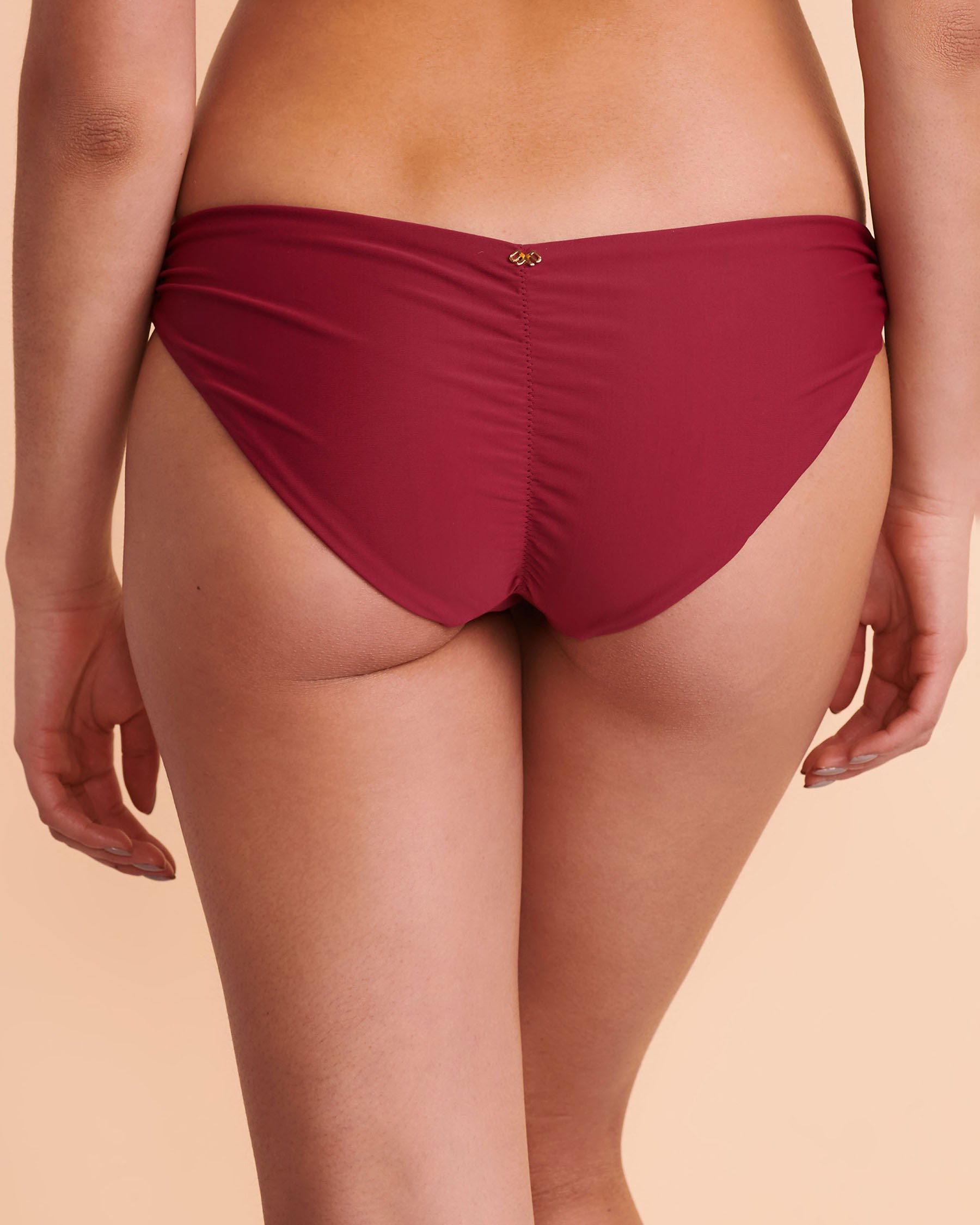 PQ Swim ZEN Ruched Bikini Bottom Burgundy ZEN-211F - View2