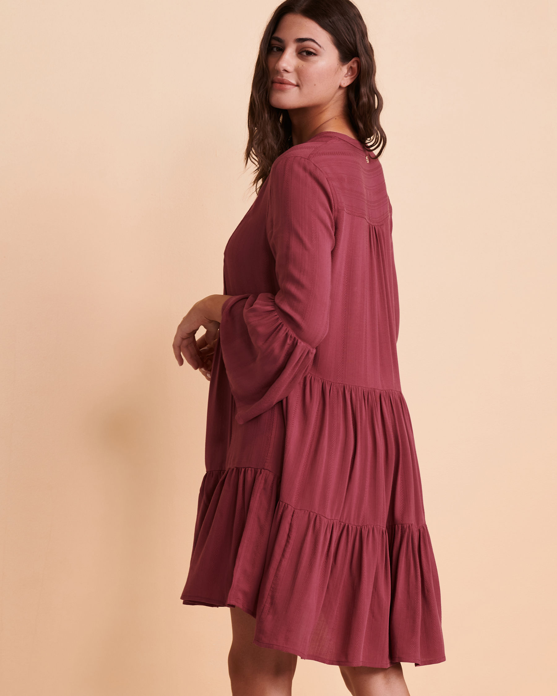TURQUOISE COUTURE Robe courte étagée Maron 02300020 - Voir2