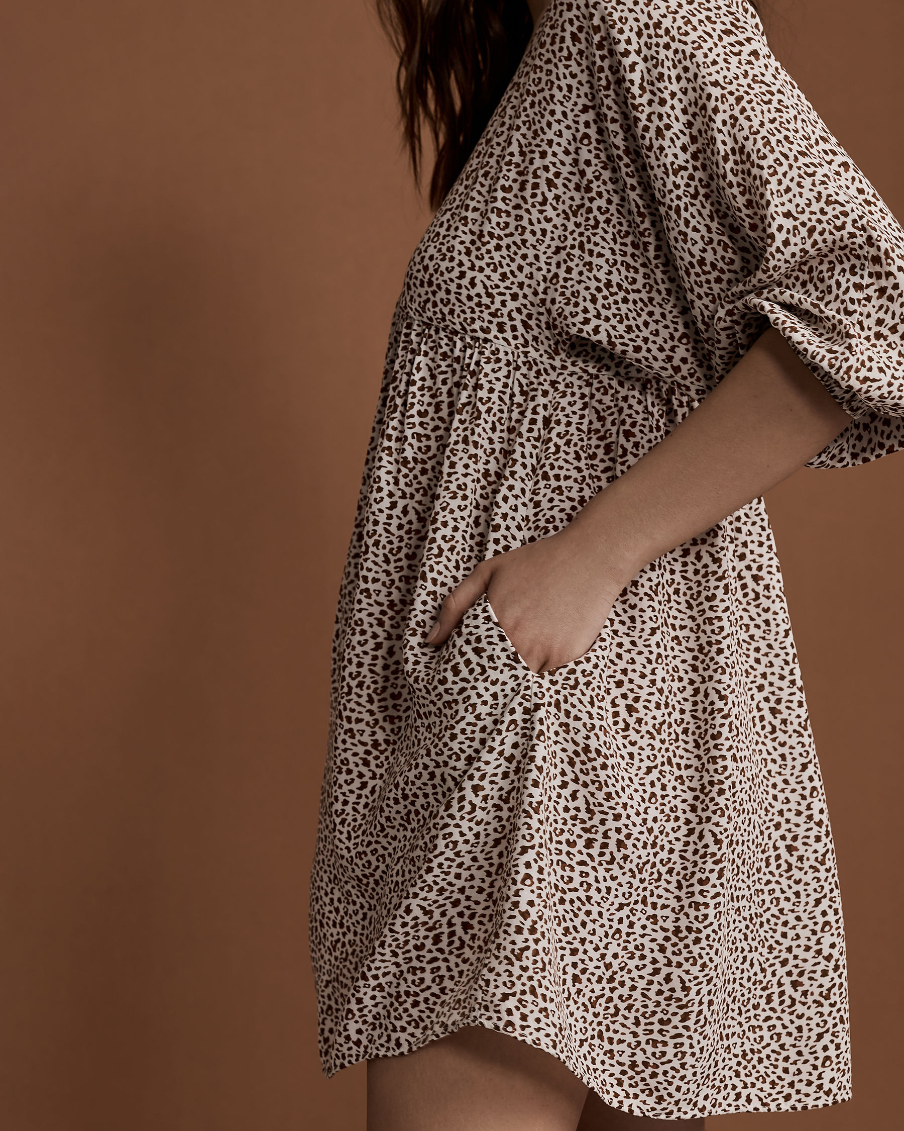 KIBYS Short Dress with Puffed Sleeves Animal print 8447 - View2