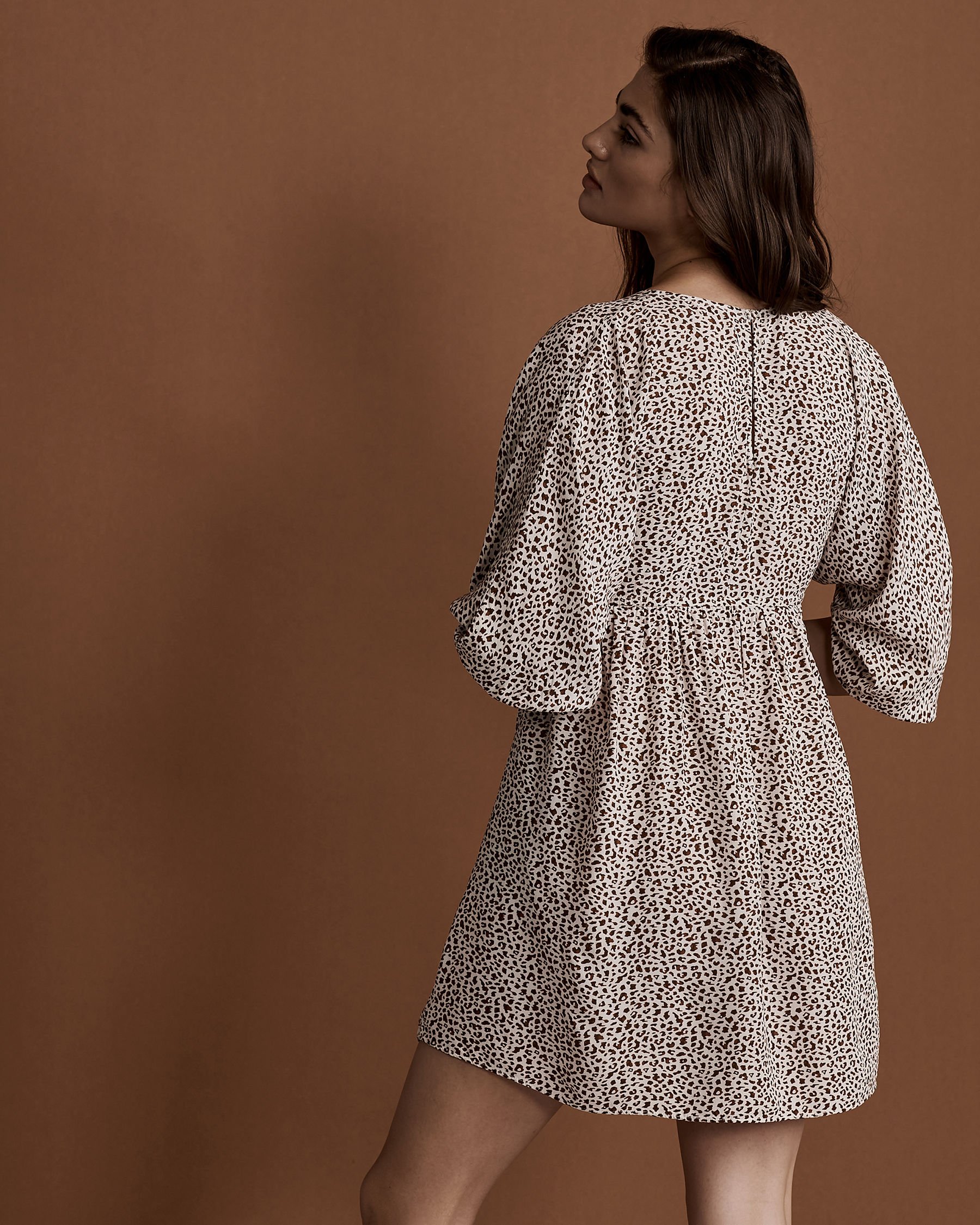 KIBYS Short Dress with Puffed Sleeves Animal print 8447 - View3