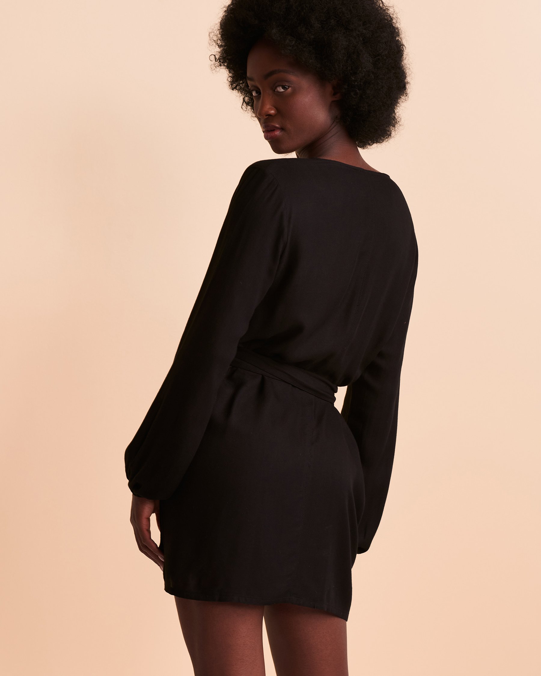 TROPIK Robe manches longues cache-cœur Noir 02300038 - Voir2