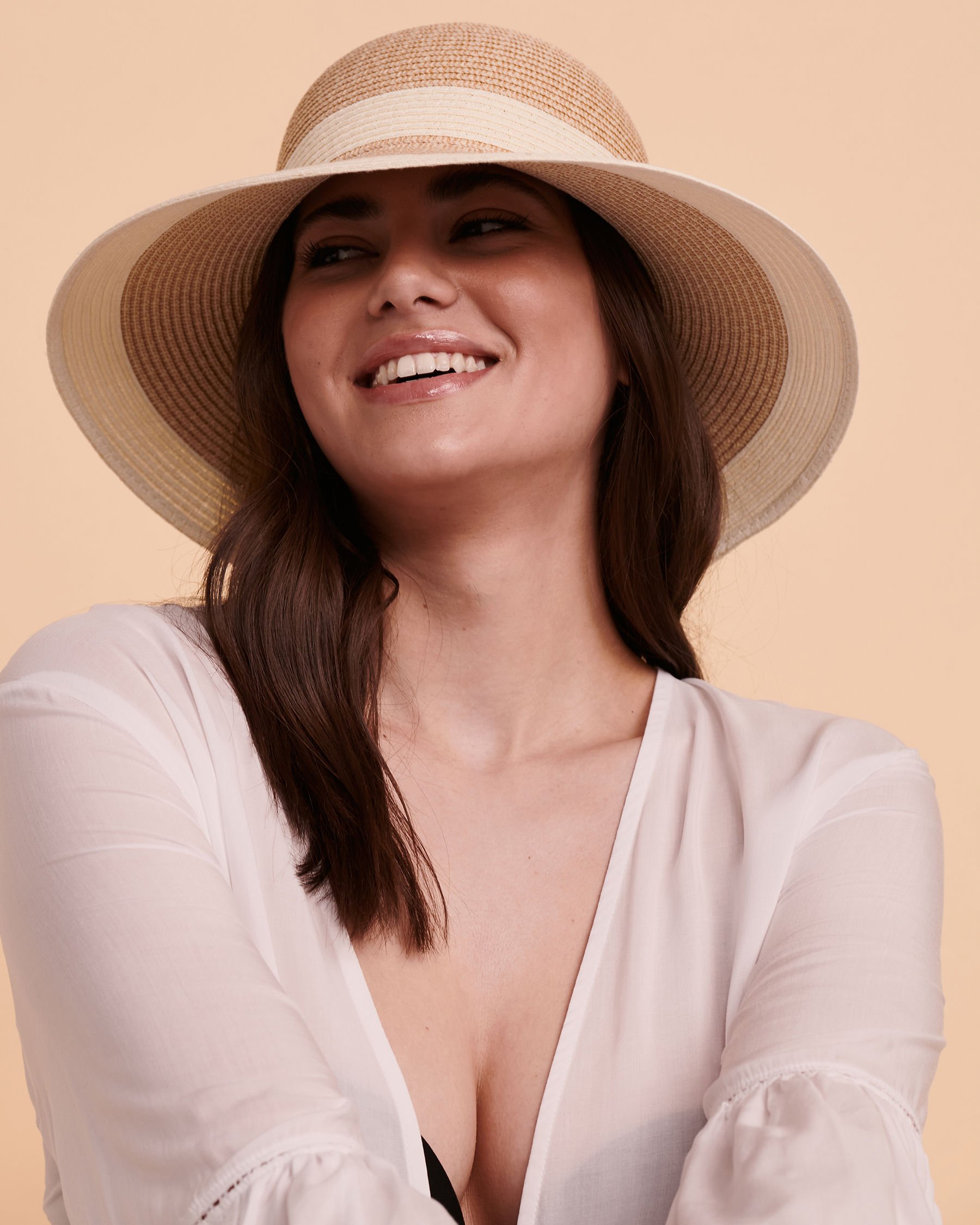 SARAJANE Two Tone Bucket Hat Natural TSL-H-929 - View1