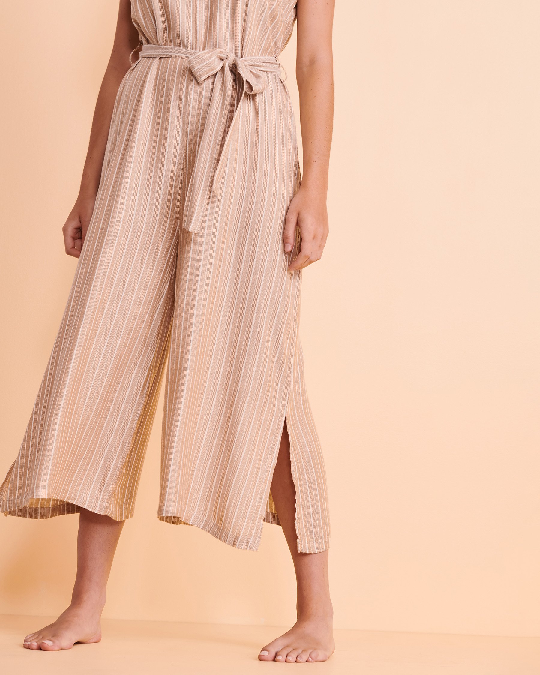 TURQUOISE COUTURE Thin Straps Jumpsuit Neutral stripes 02300035 - View3