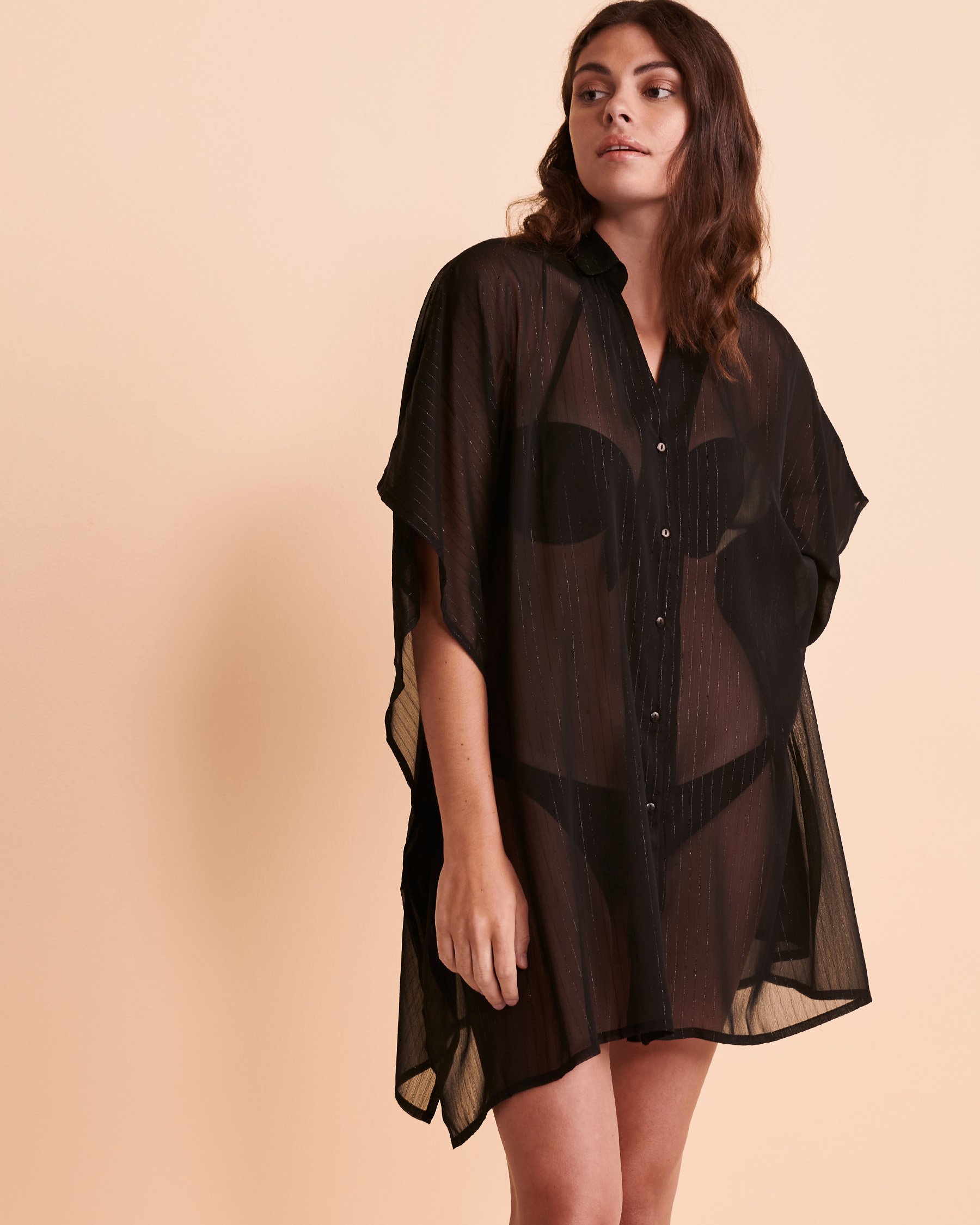 COVER ME Asymmetric Caftan Black stripes 22052249 - View1