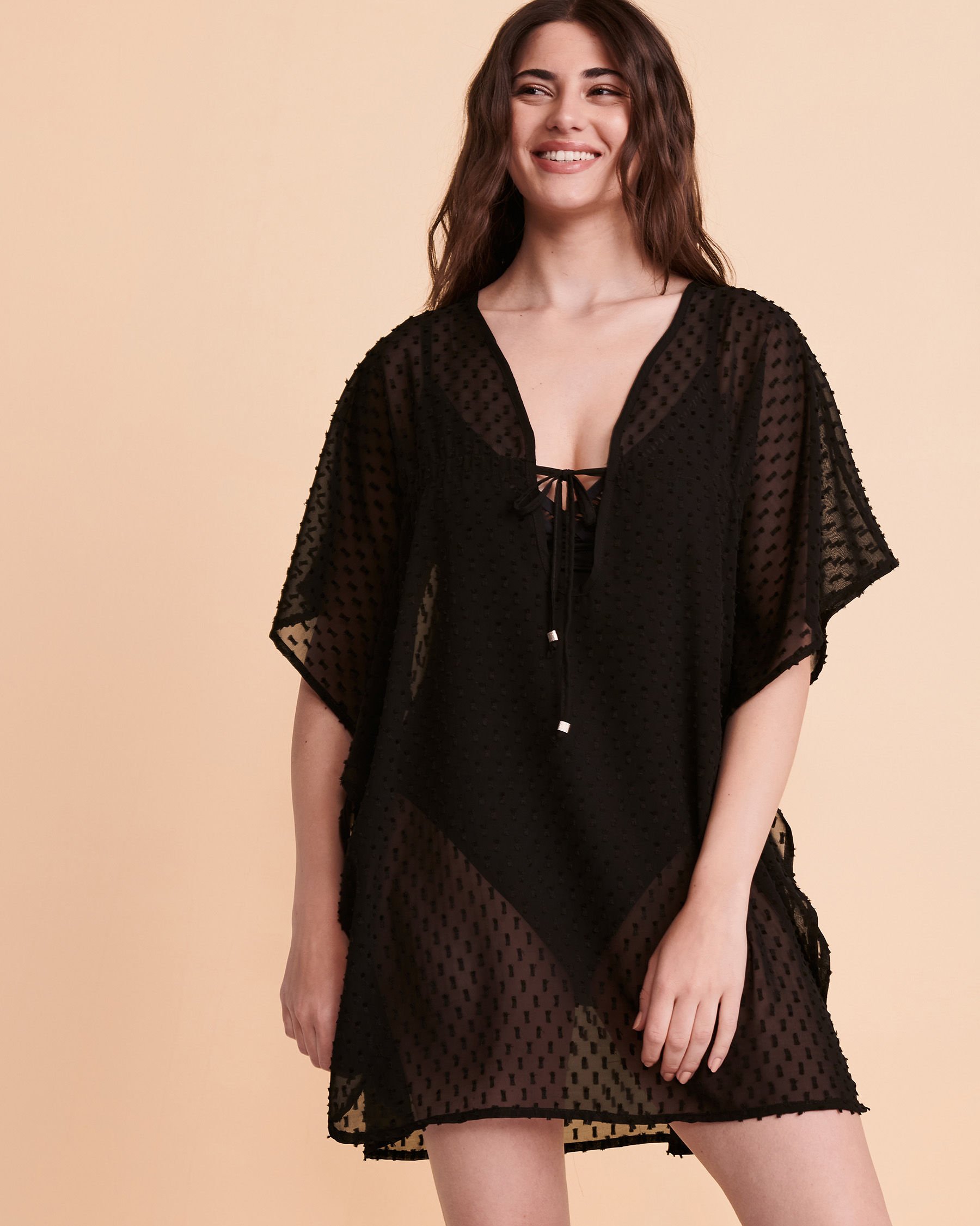 COVER ME Caftan chiffon point d'esprit Noir 21022516 - Voir1