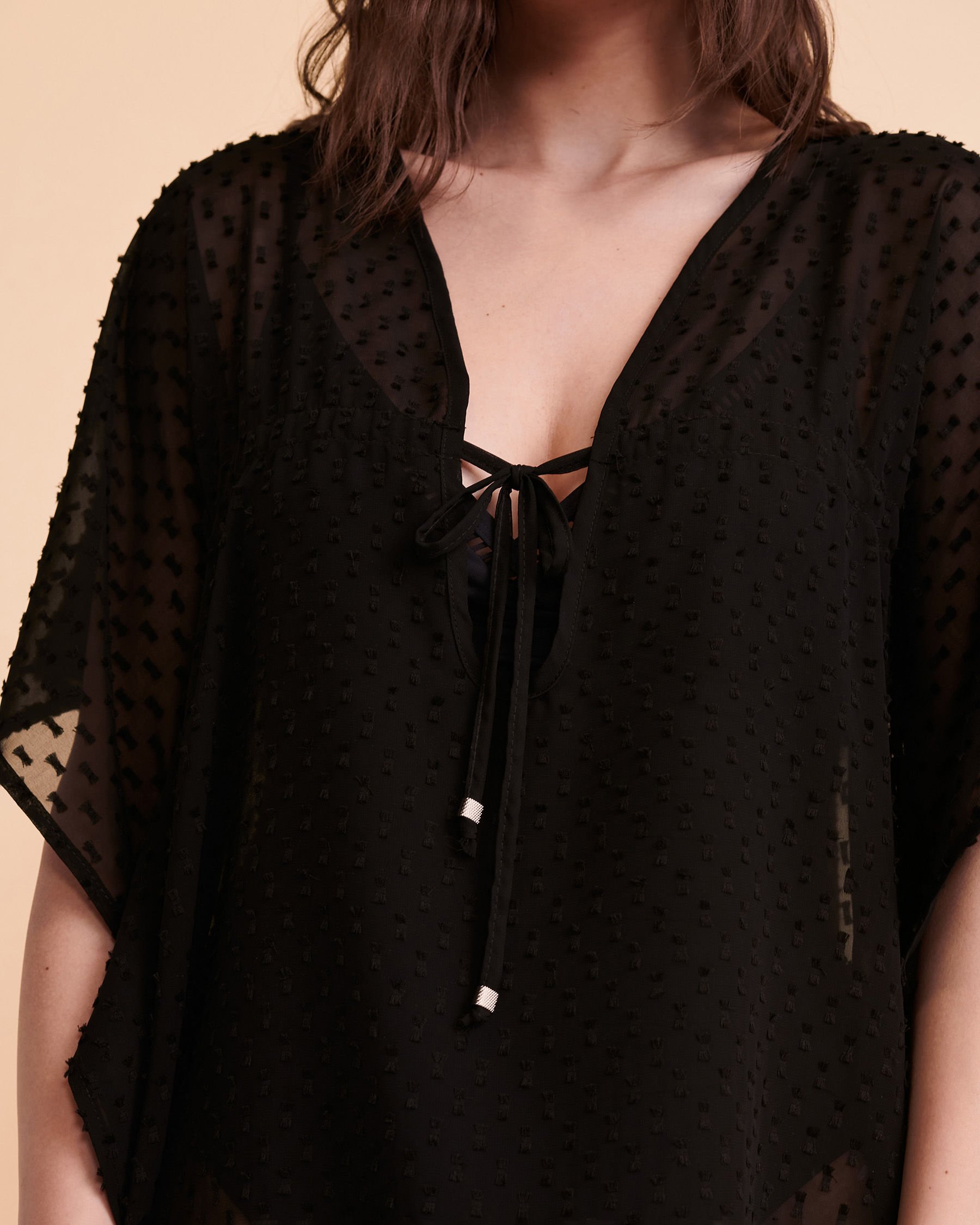 COVER ME Caftan chiffon point d'esprit Noir 21022516 - Voir3