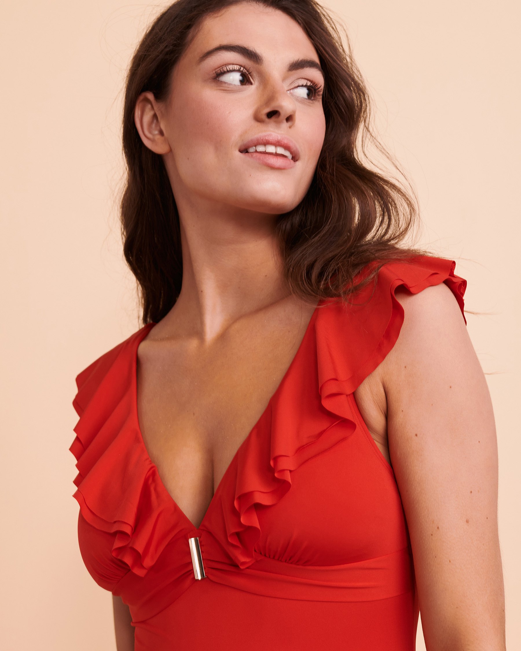 SANTEMARE RUFFLE One-piece Swimsuit Candy red 01400006 - View4