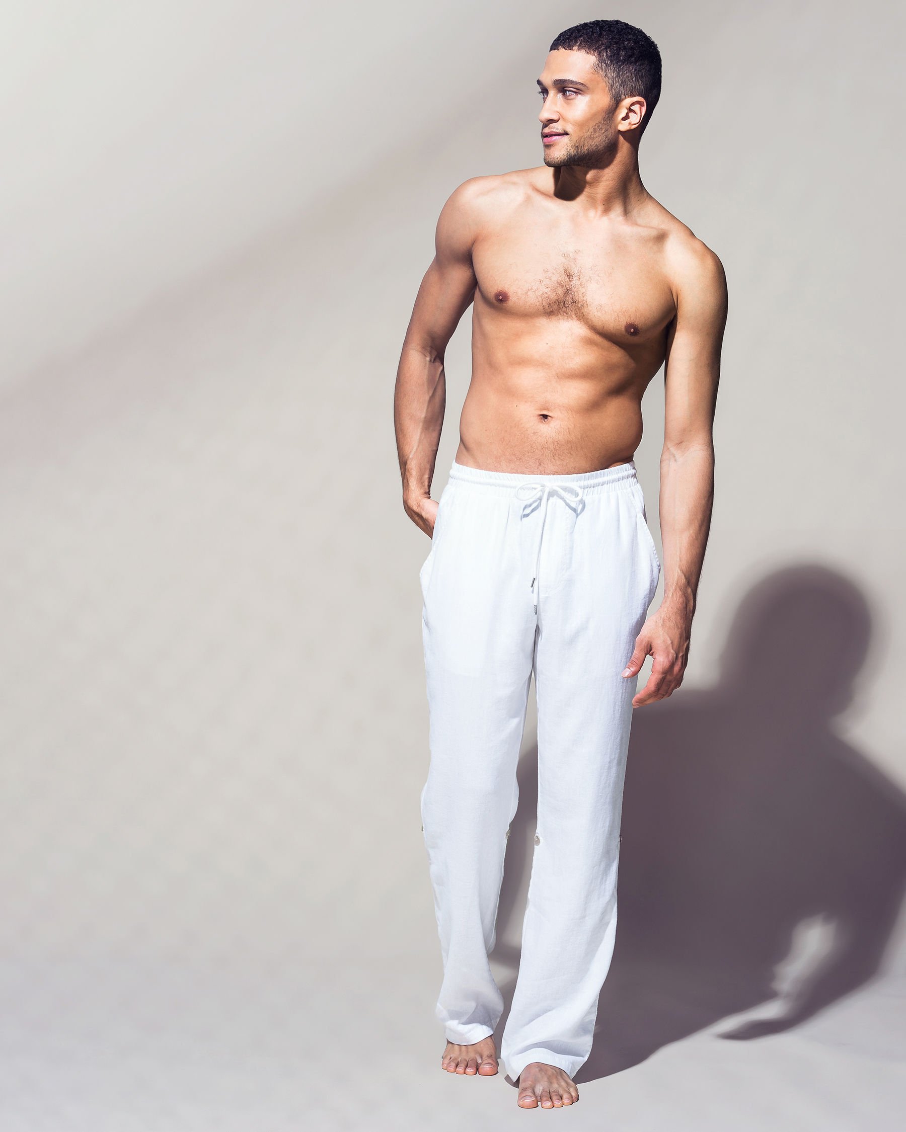 OCEAN Linen Pants White 598-785-1-00 - View1