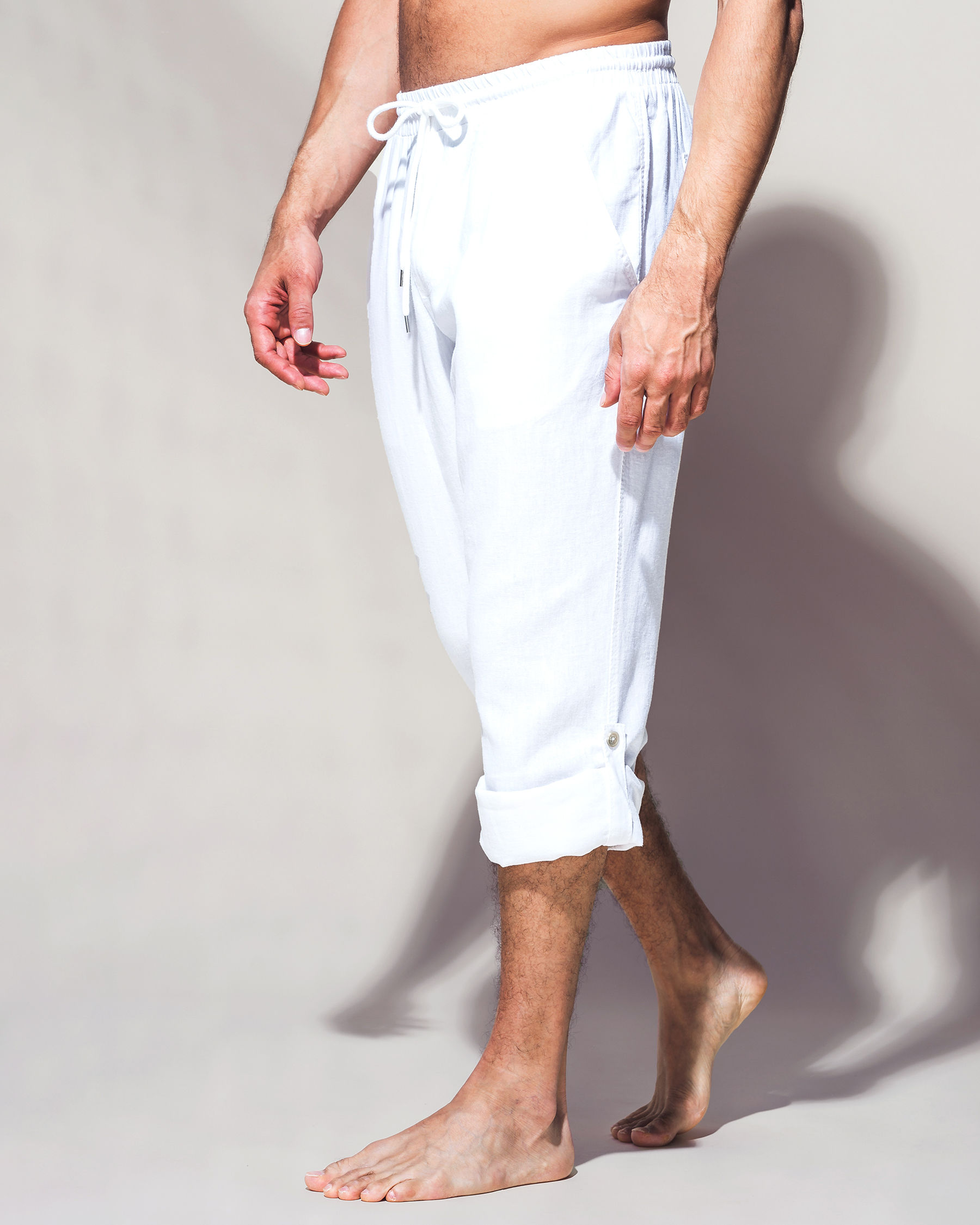 OCEAN Linen Pants White 598-785-1-00 - View2