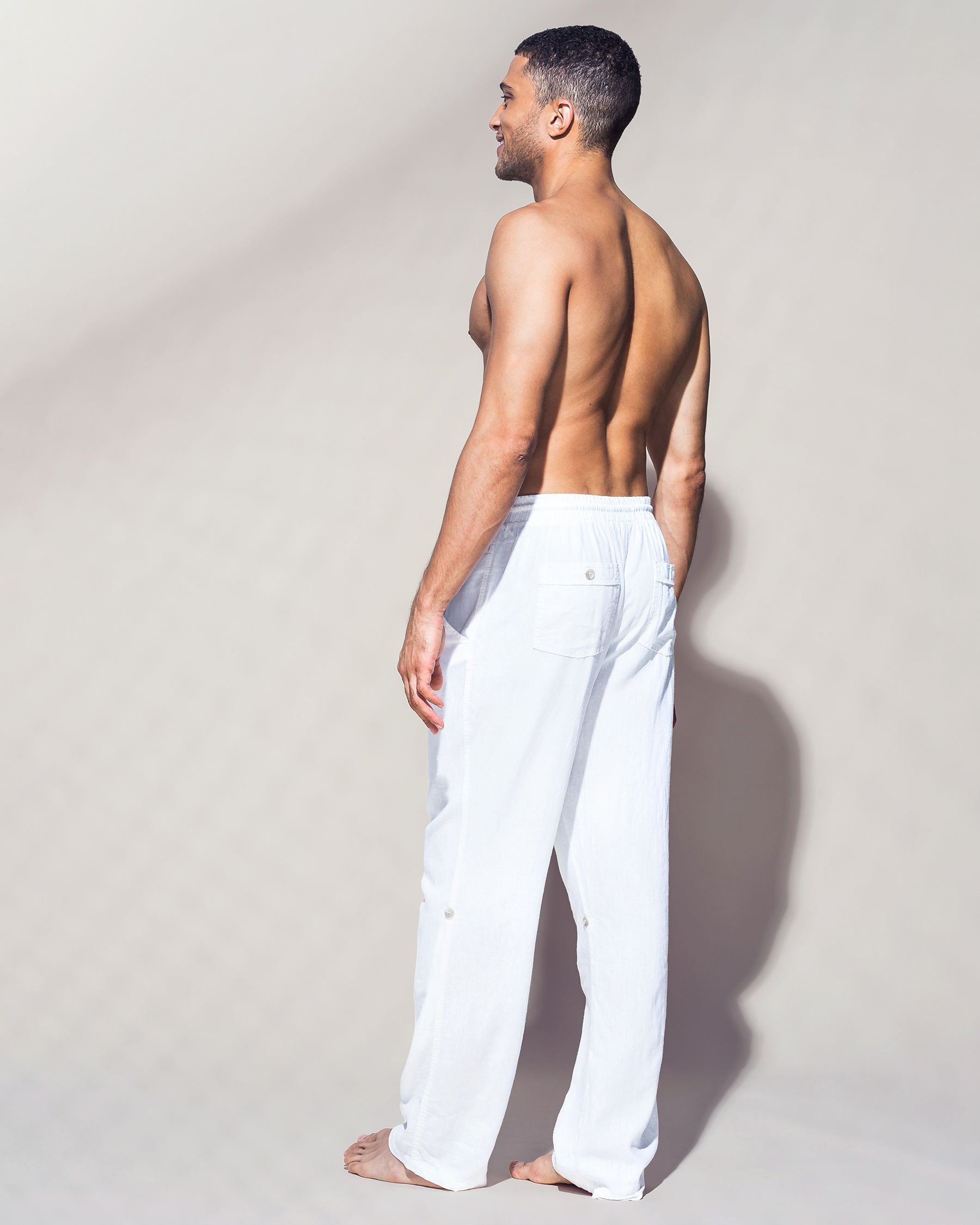 OCEAN Linen Pants White 598-785-1-00 - View3