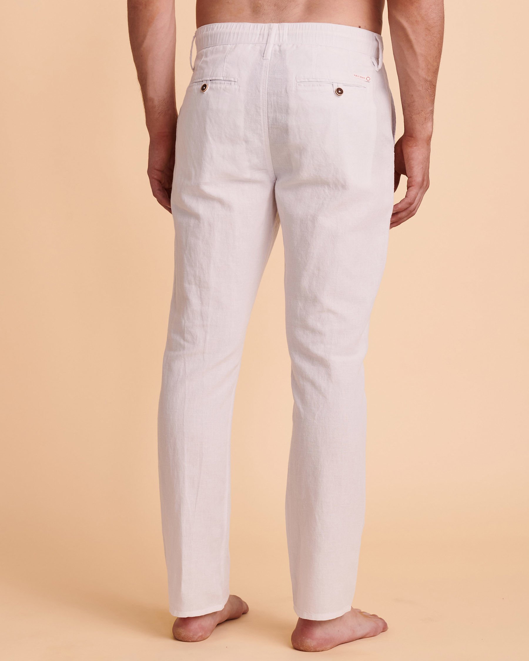 PUBLIC BEACH Pantalon en lin Blanc PB3808 - Voir2