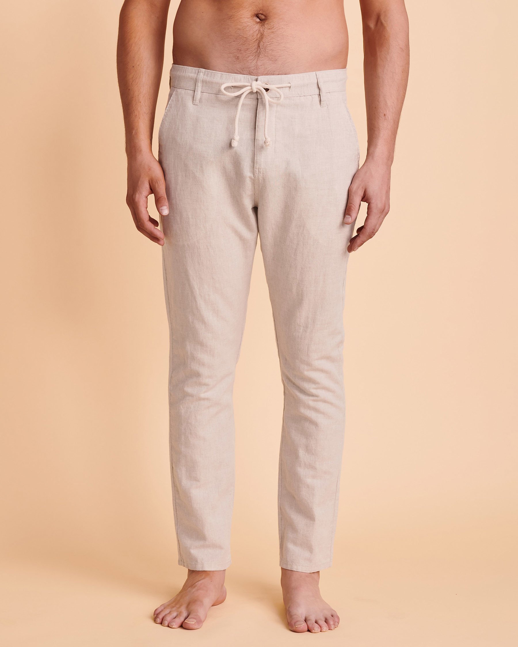 PUBLIC BEACH Linen Pants Neutral color PB3808 - View1