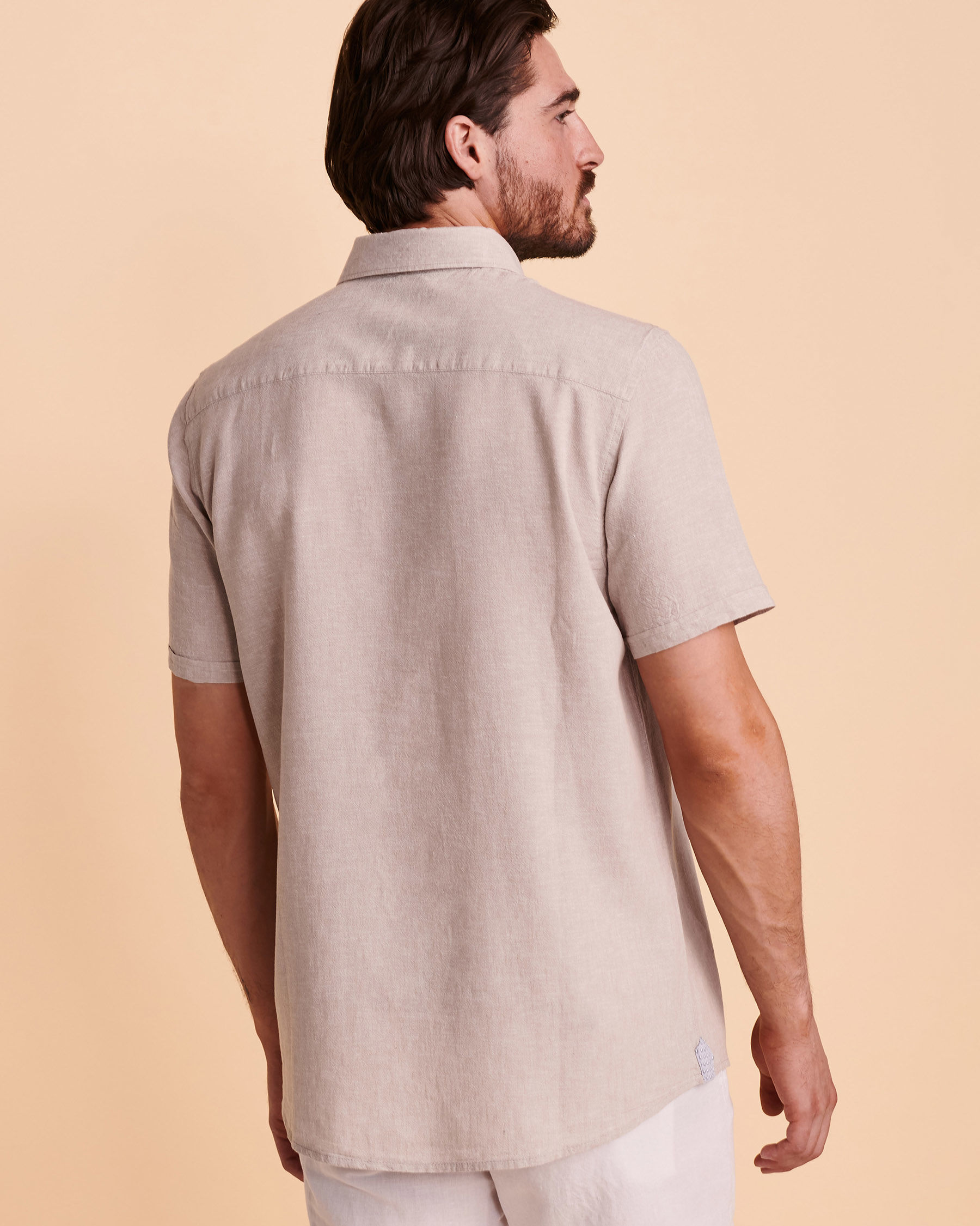 PUBLIC BEACH Chemise manches courtes LIN Neutre PB3201 - View2