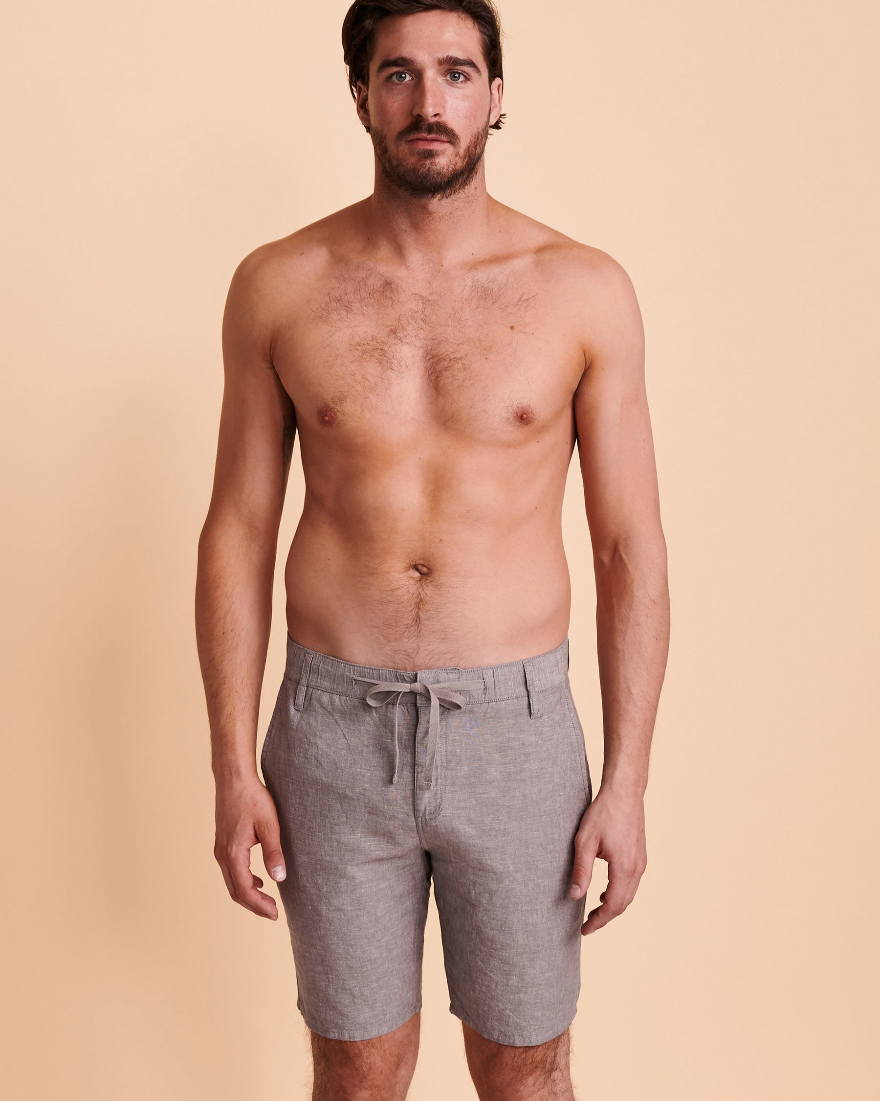 PUBLIC BEACH Linen Bermuda Taupe PB3802 - View4