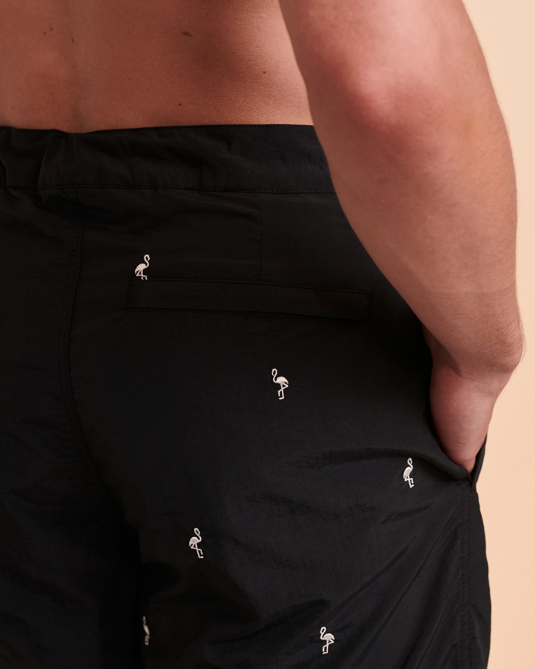 BOTO FLAMINGO Embroidered Swim Trunk Black print 314114 - View3