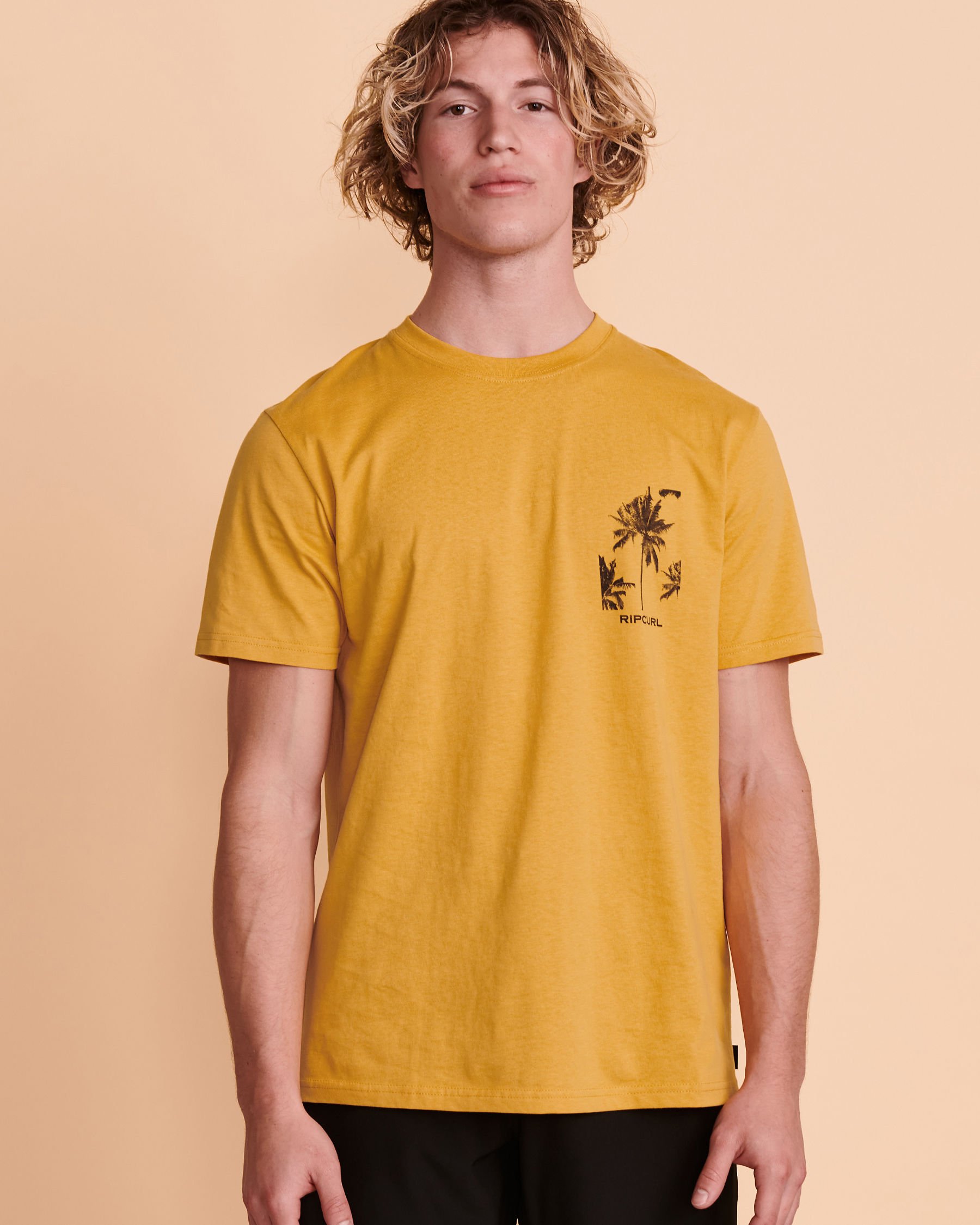 RIP CURL T-shirt MASON BACKYARDS Moutarde CTERN9 - Voir1