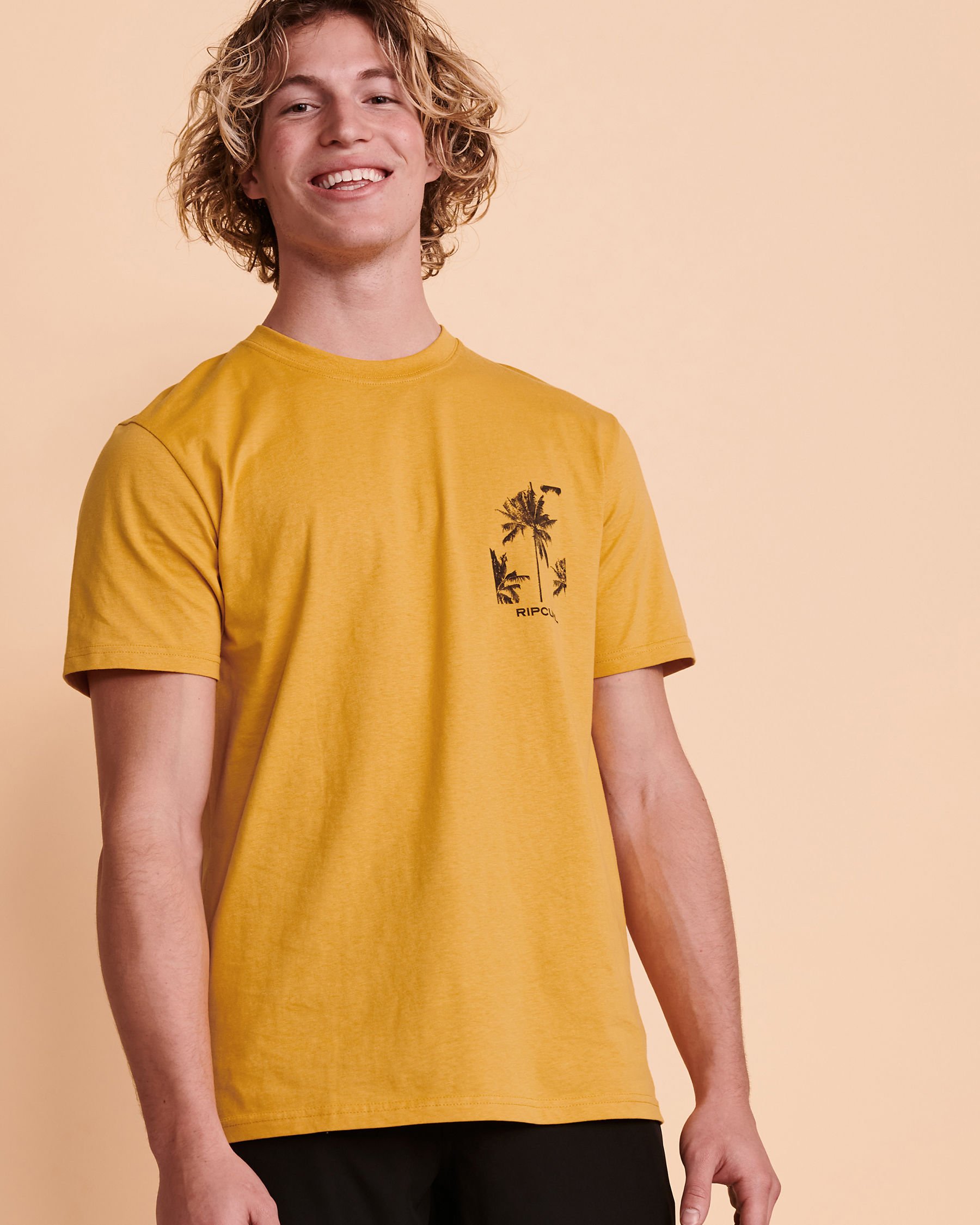 RIP CURL T-shirt MASON BACKYARDS Moutarde CTERN9 - Voir3