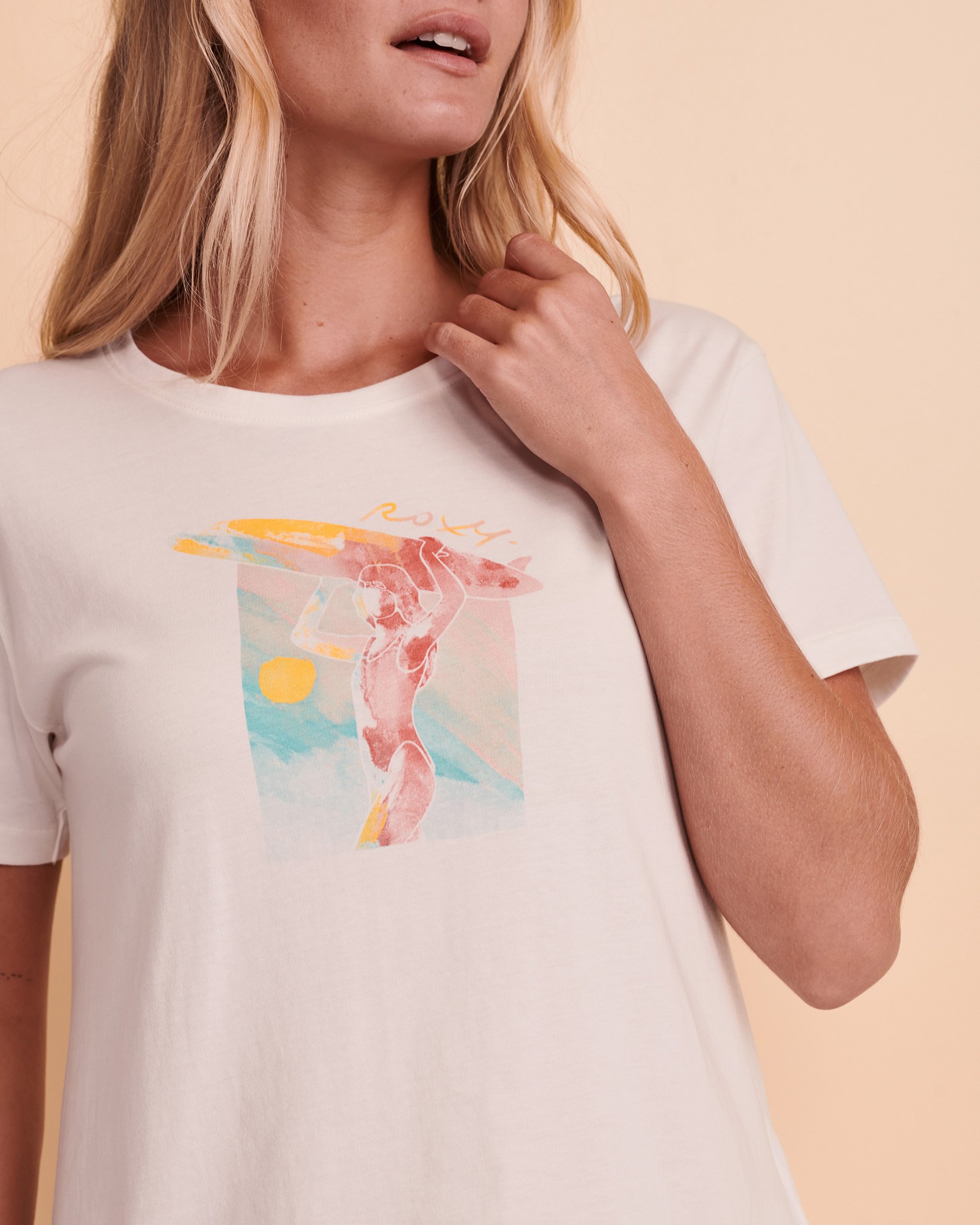 ROXY Chandail manches courtes SWEAT EVENING B Blanc ERJZT05275 - View3
