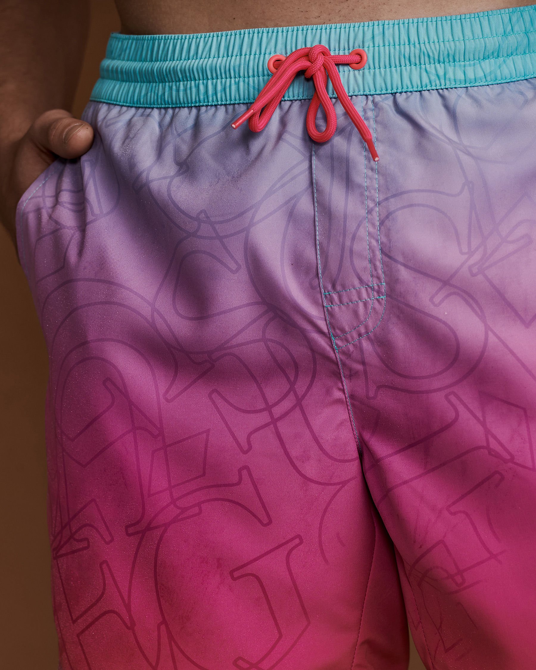 GUESS GHOST PRINT Volley Swimsuit Pink F1GT04 WO02O - View2