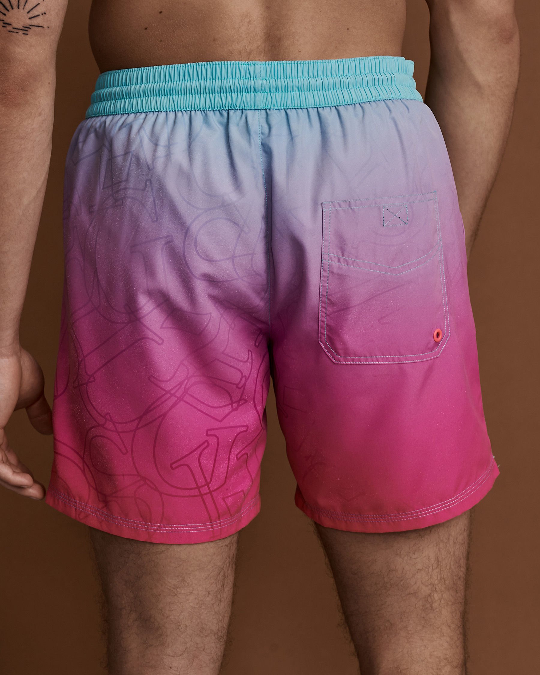 GUESS GHOST PRINT Volley Swimsuit Pink F1GT04 WO02O - View3