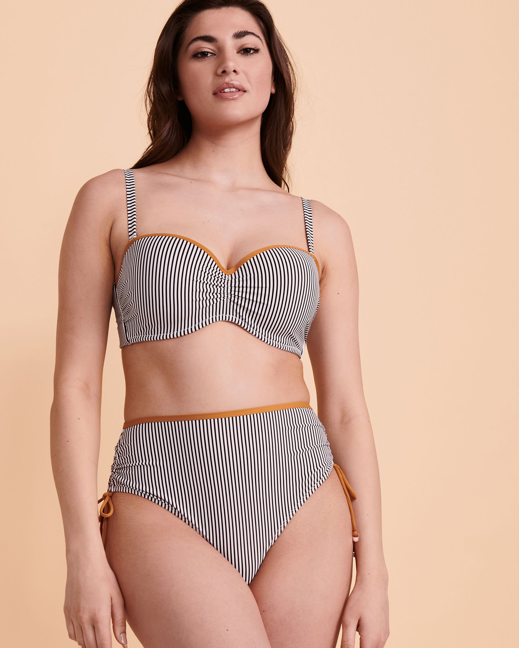 TURQUOISE COUTURE TAUPICAL D Cup Bandeau Bikini Top Stripes 01200007 - View8