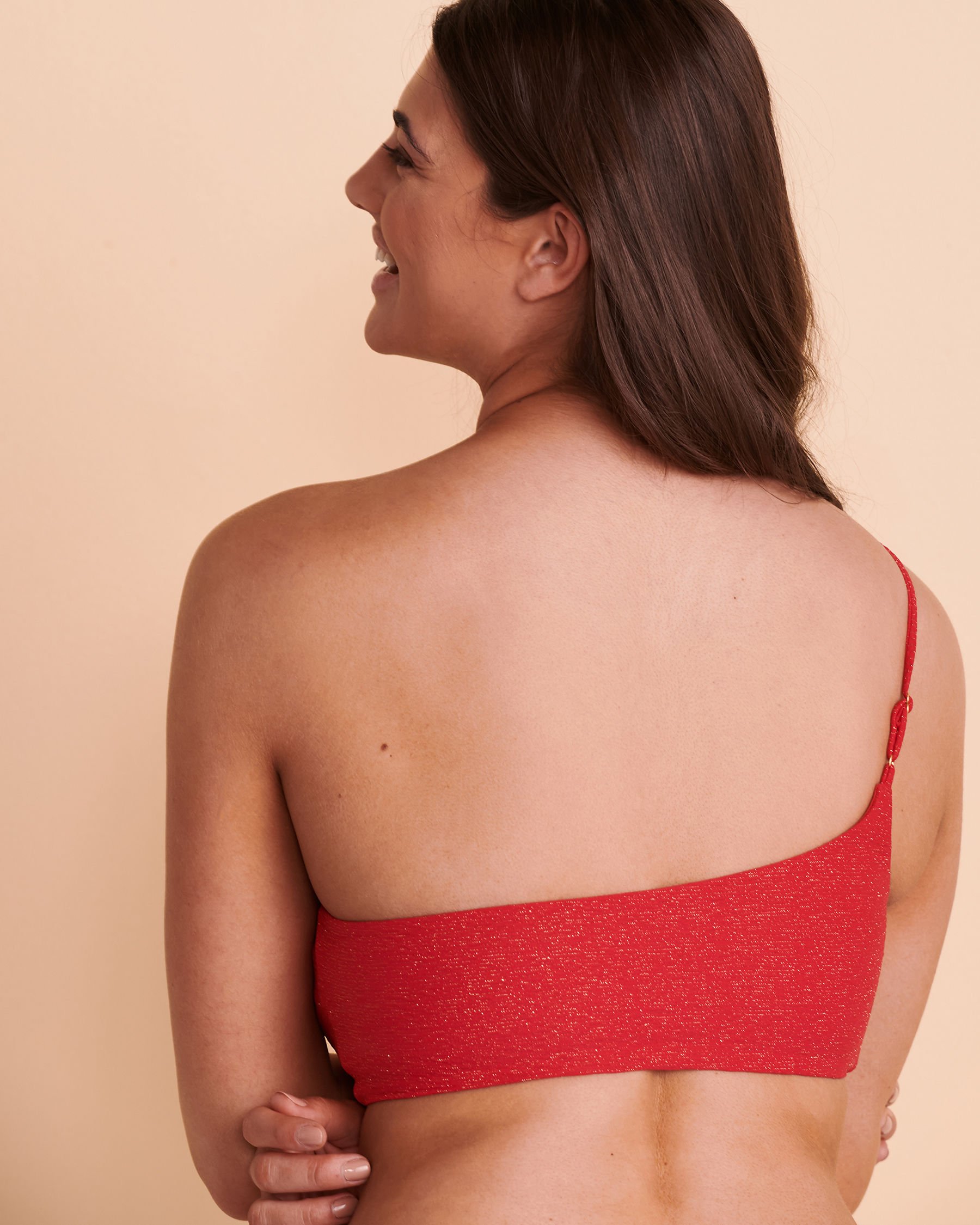 SEAFOLLY Haut de bikini une épaule TWILIGHT Rouge brillant 31353-915 - Voir3