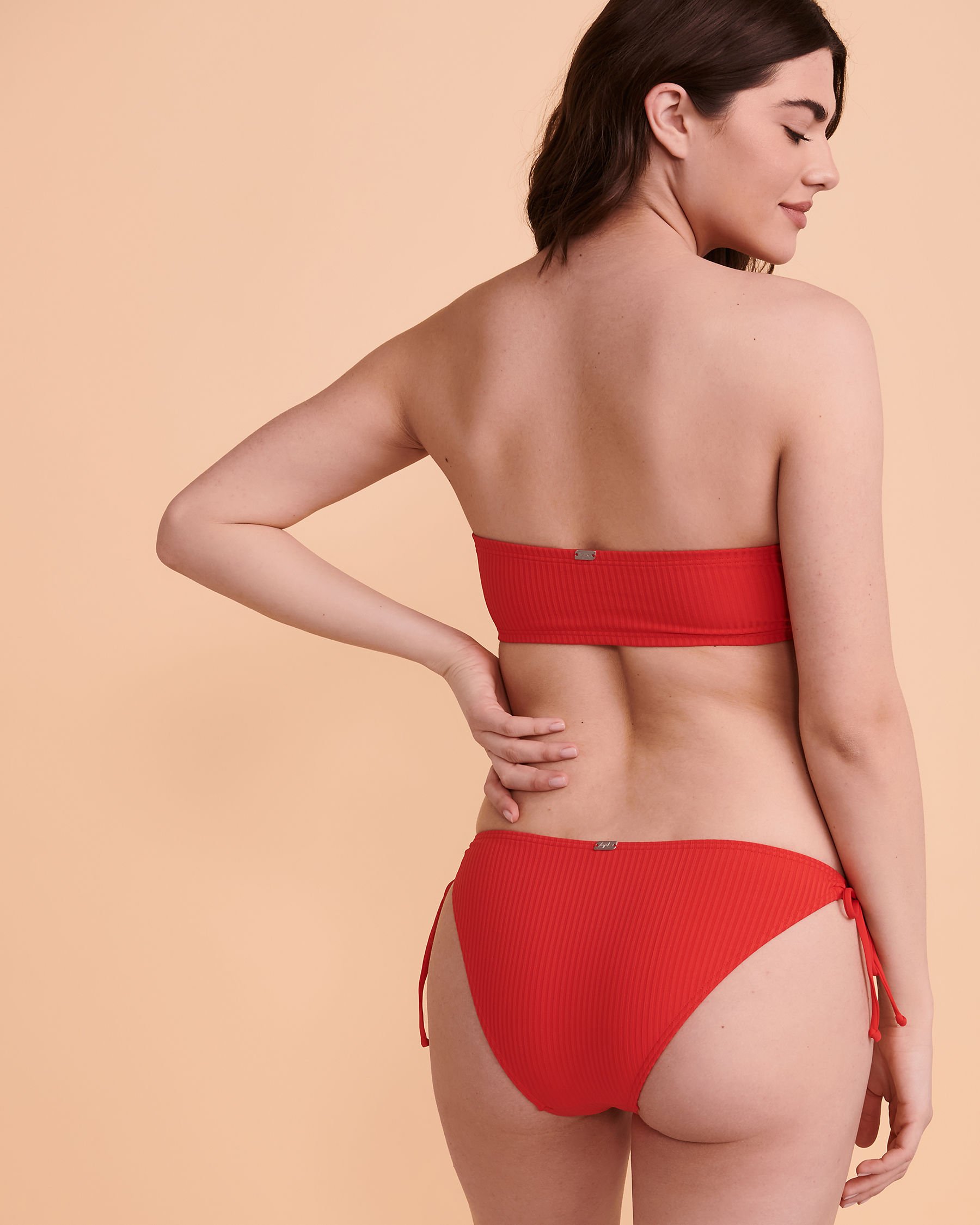 TROPIK FLAT RIB Bandeau Bikini Top Red 01100023 - View3