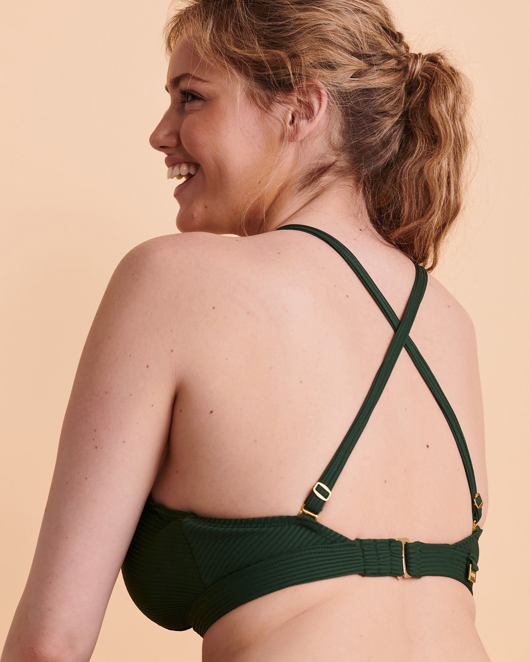 BLEU ROD BEATTIE WALK THE LINE D Cup Bikini Top Ribbed green RBWL22350DH - View3