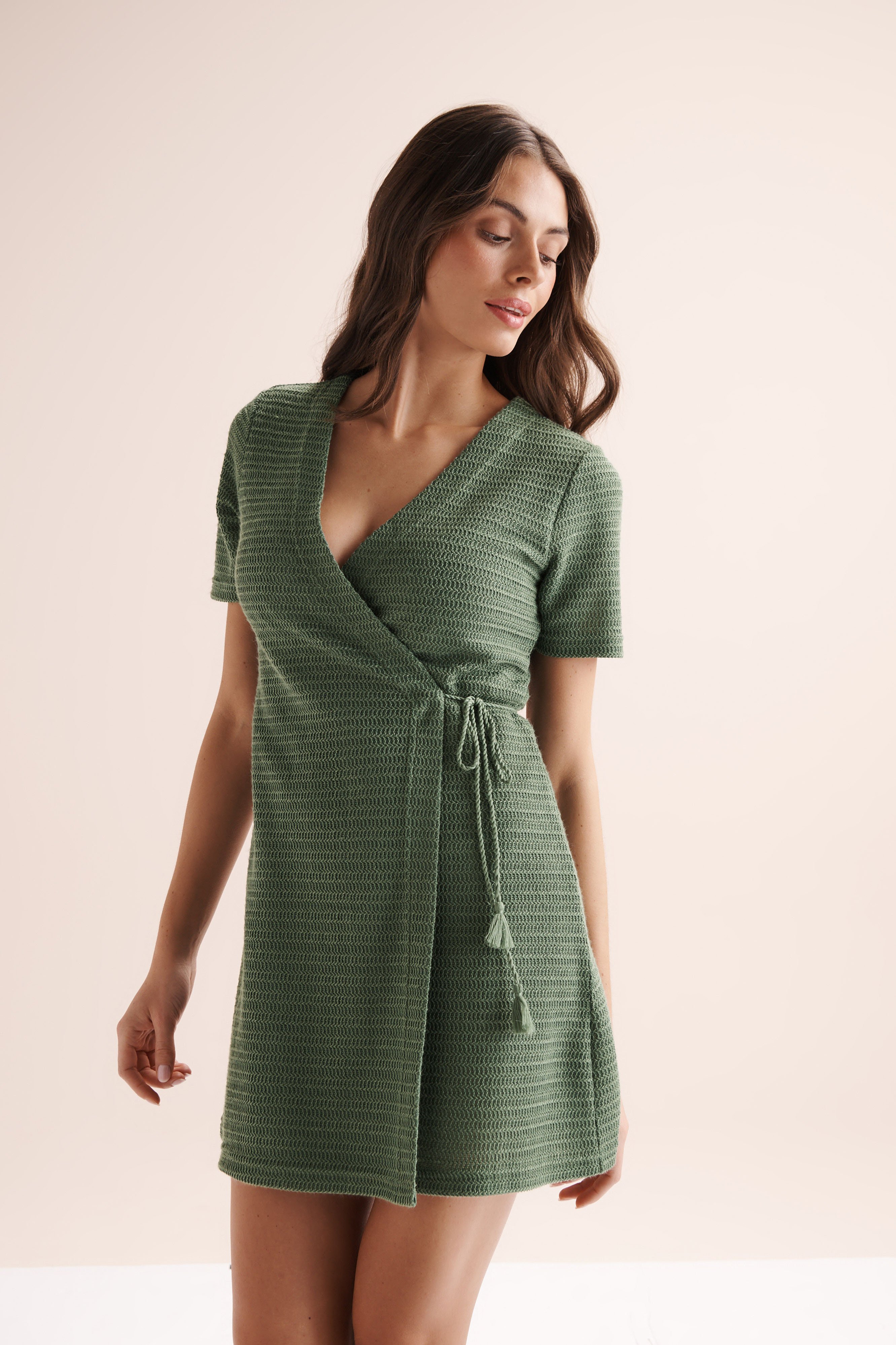 OFF THE BEACH Robe portefeuille en crochet Vert 02300195 - View4