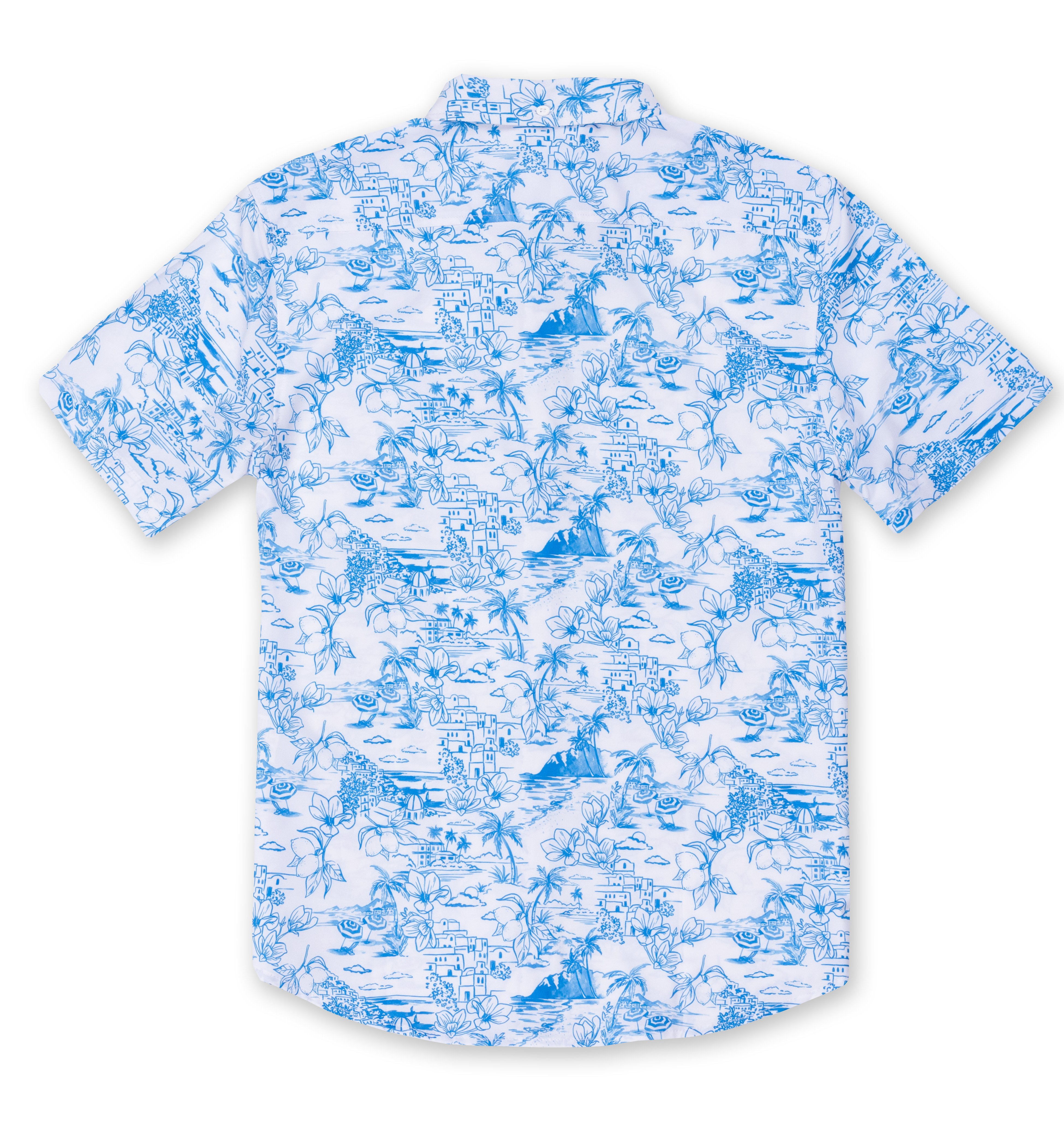 VINTAGE SUMMER Chemise boutonnée extensible Bleu et blanc V71801 - View2