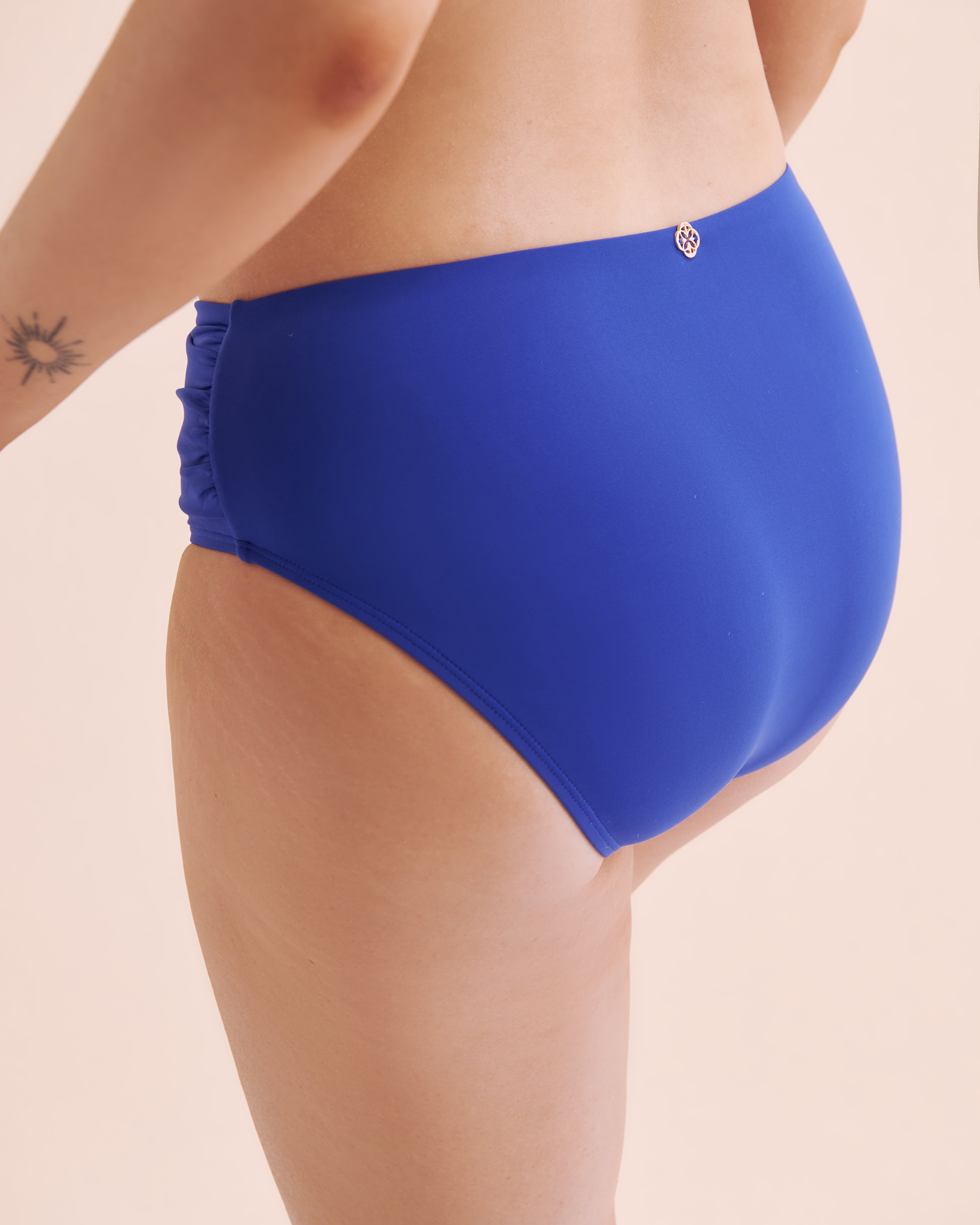 TURQUOISE COUTURE Mykonos Palm Mid Waist Bikini Bottom Surf The Web Blue 01300406 - View6