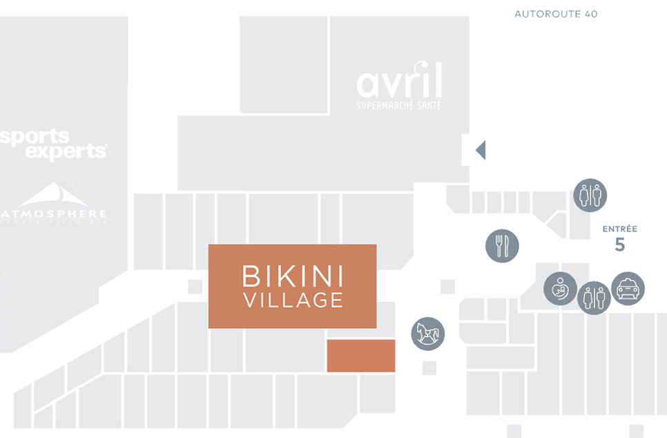 Map of Galeries Rive Nord - Where to find Bikini Village