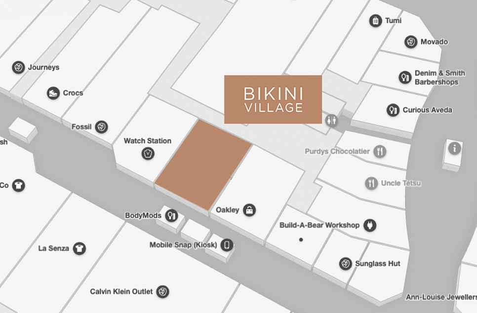 Carte de Cross Iron Mills - où trouver la boutique Bikini Village