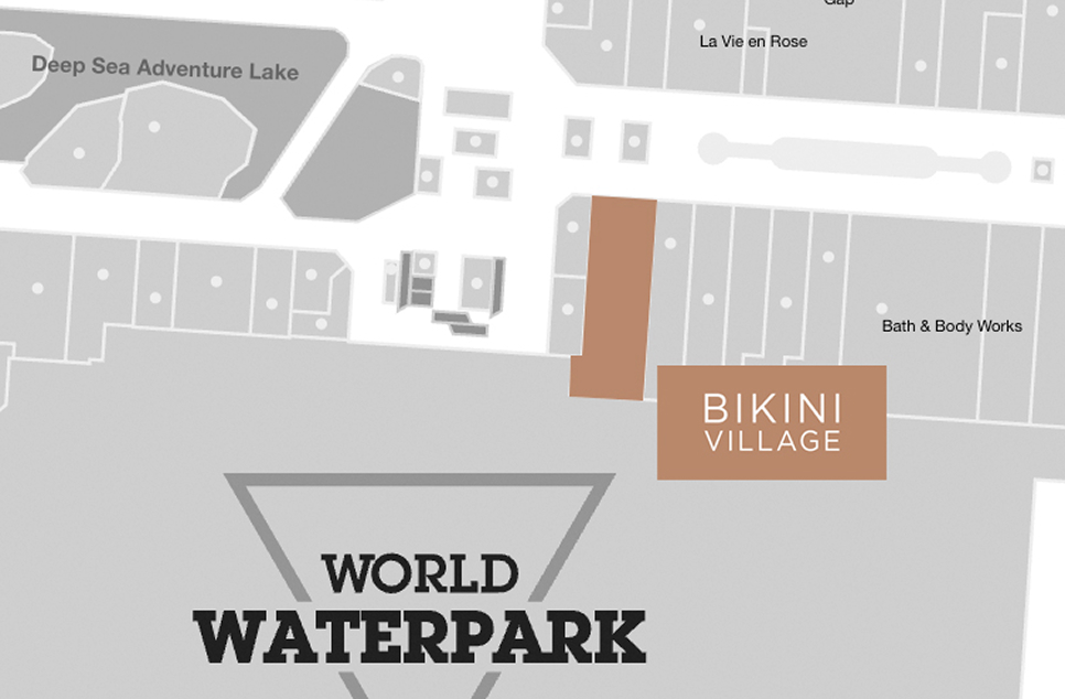 Carte de West Edmonton Mall - où trouver la boutique Bikini Village