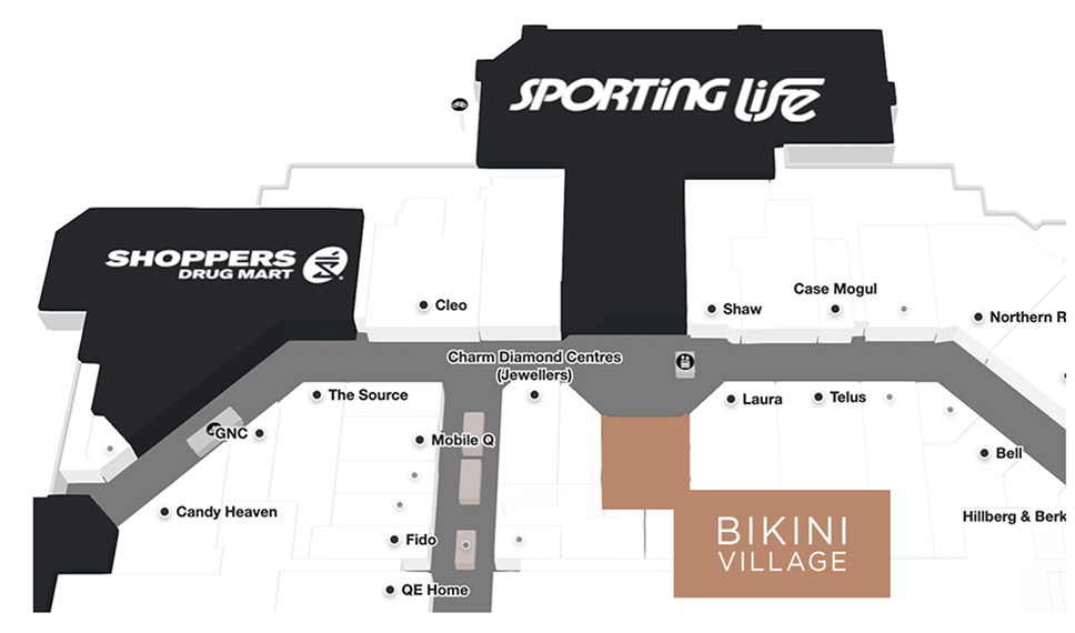 South Centre Mall map - Where to find Bikini Village