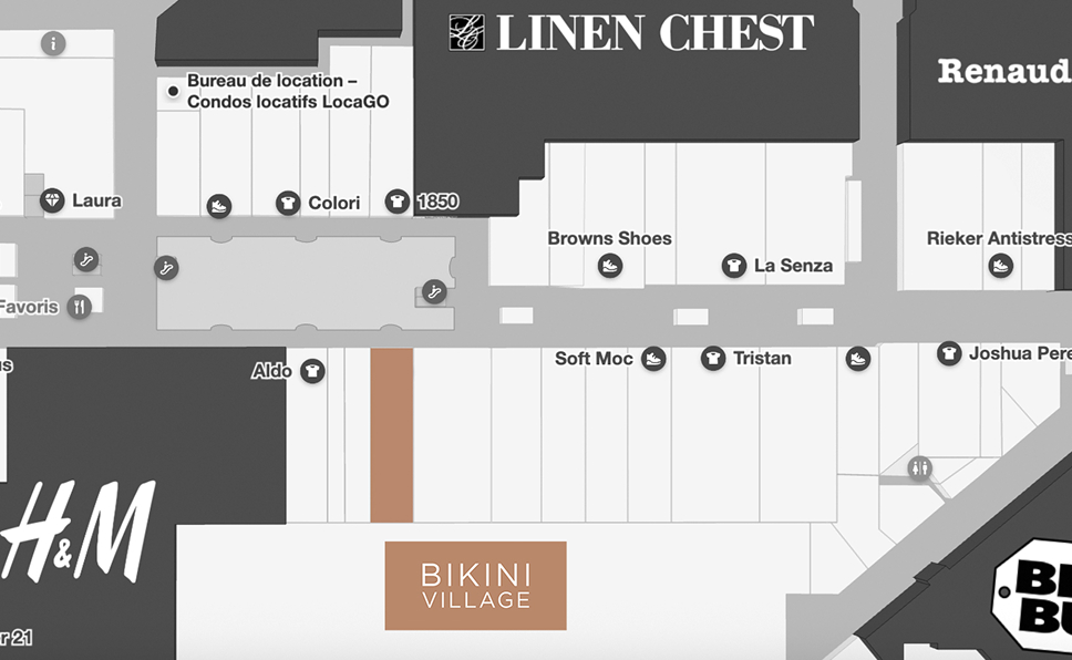 Map of Laurier Quebec - Where to find Bikini Village