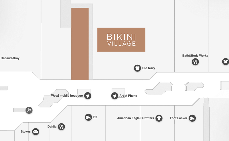 Map of Fairview Pointe-Claire - Where to find Bikini Village