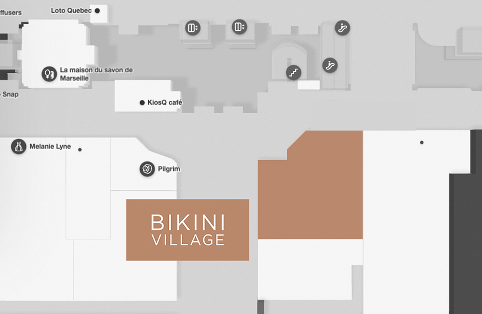Carte de la Place Montréal Trust - où trouver la boutique Bikini Village