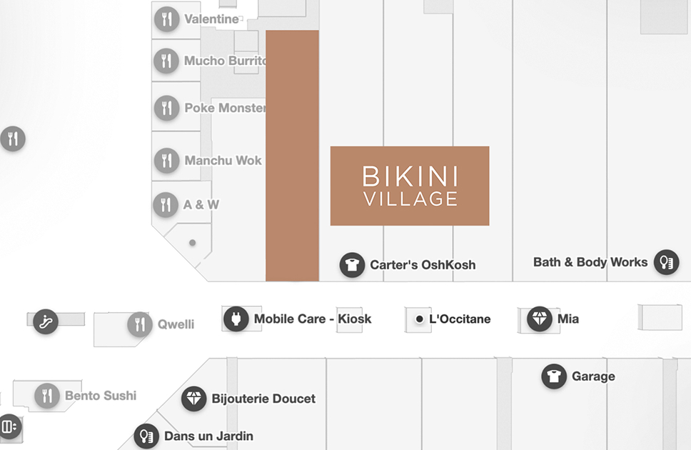 Map of Promenades St-Bruno - Where to find Bikini Village