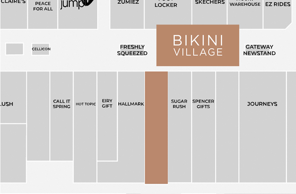 Map of Oshawa Centre - Where to find Bikini Village