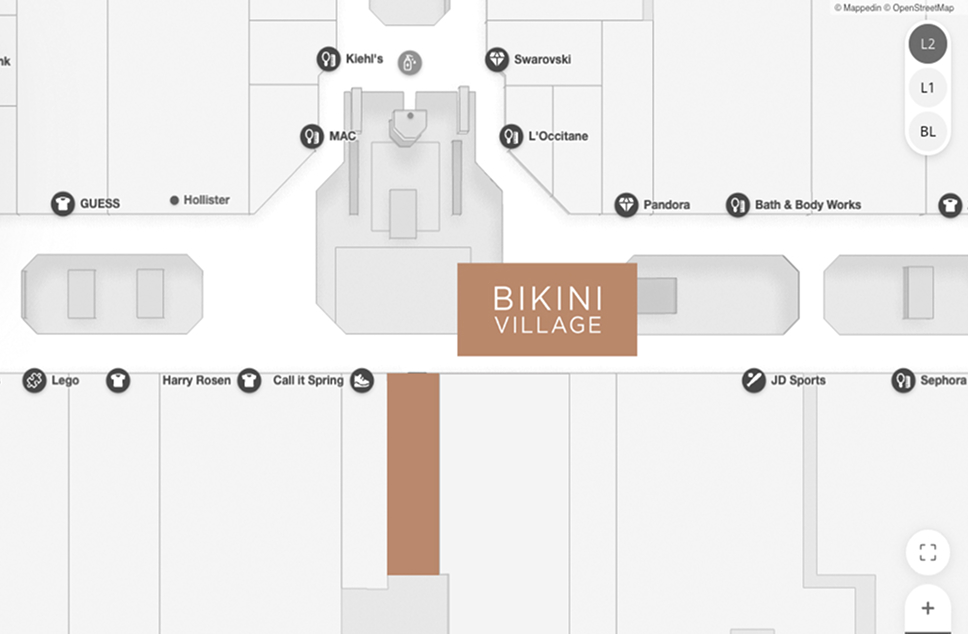 Carte du Polo Park Centre - où trouver la boutique Bikini Village