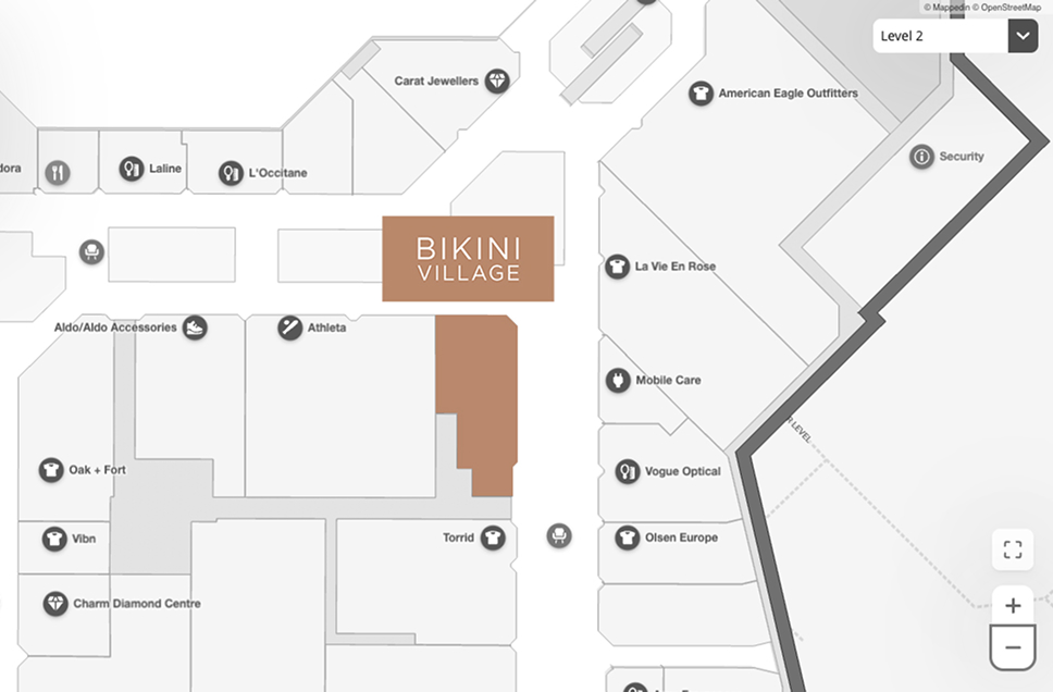 Carte de Masonville Place - où trouver la boutique Bikini Village