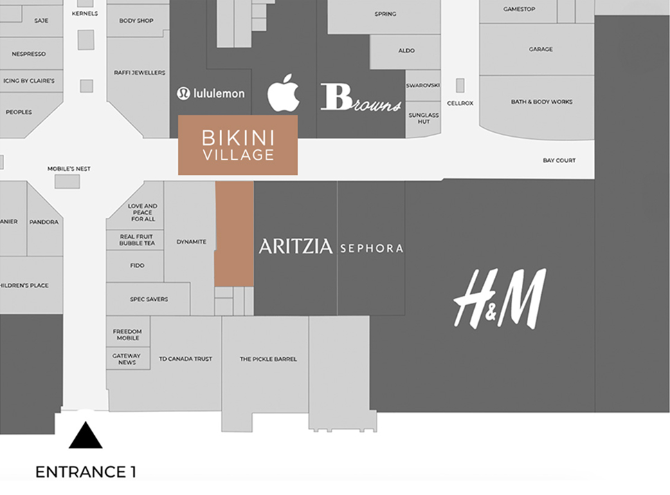 Canestoga Mall map - Where to find Bikini Village