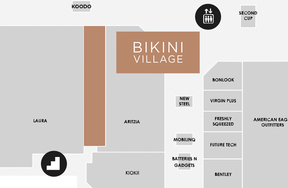 Map of Lime Ridge Mall Where to find Bikini Village