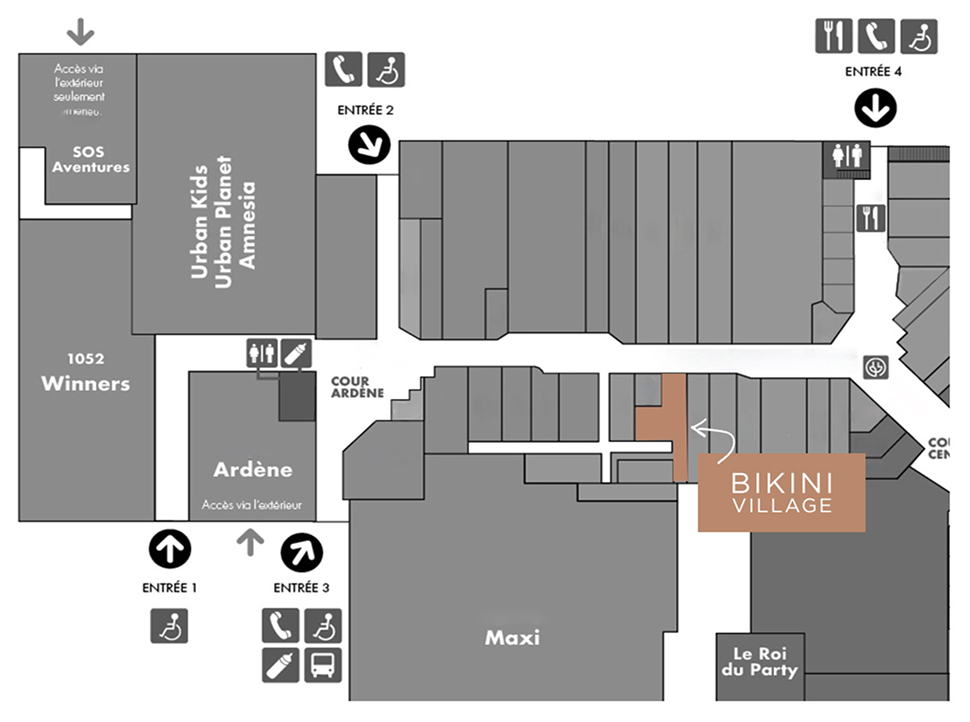 Map of Carrefour du Nord - Where to find Bikini Village